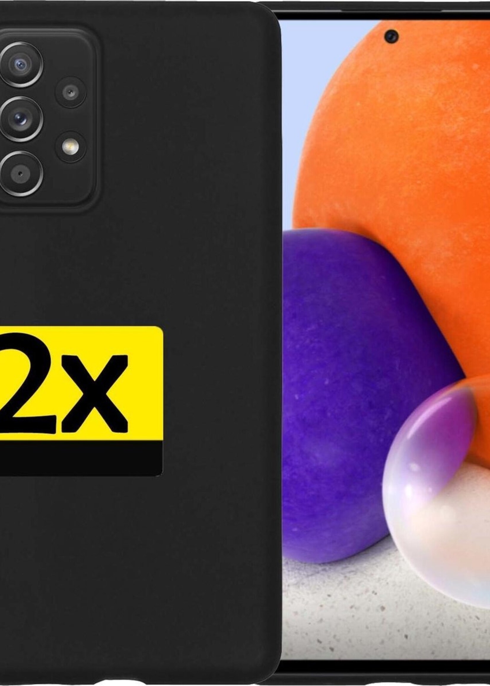 LUQ Hoesje Geschikt voor Samsung A72 Hoesje Siliconen Case - Hoes Geschikt voor Samsung Galaxy A72 Hoes Siliconen - Zwart - 2 Stuks