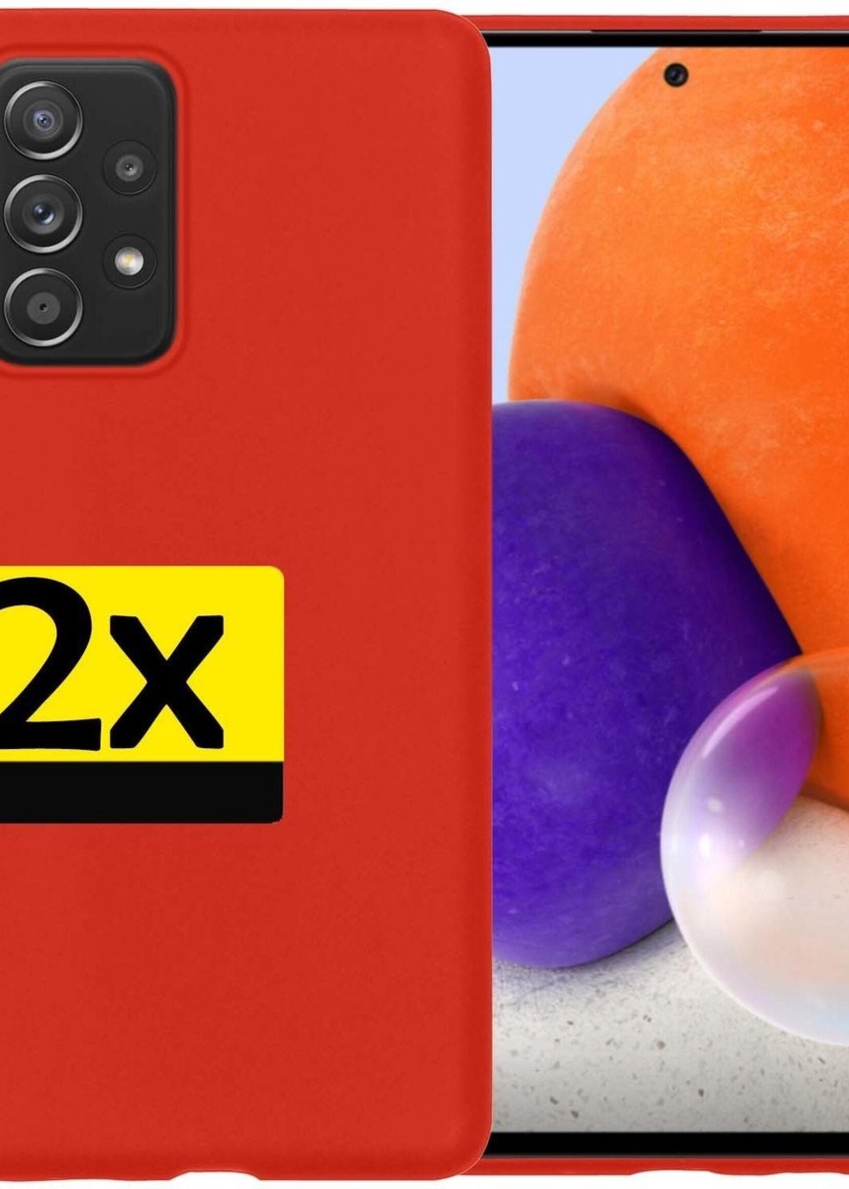 LUQ Hoesje Geschikt voor Samsung A72 Hoesje Siliconen Case - Hoes Geschikt voor Samsung Galaxy A72 Hoes Siliconen - Rood - 2 Stuks
