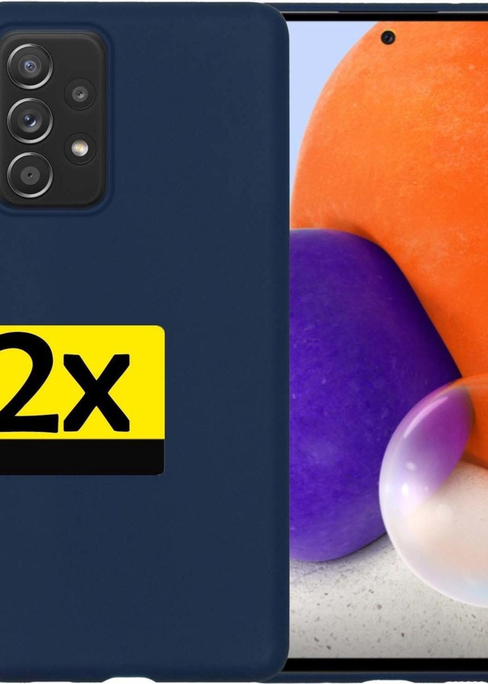 LUQ Hoesje Geschikt voor Samsung A72 Hoesje Siliconen Case - Hoes Geschikt voor Samsung Galaxy A72 Hoes Siliconen - Donkerblauw - 2 Stuks