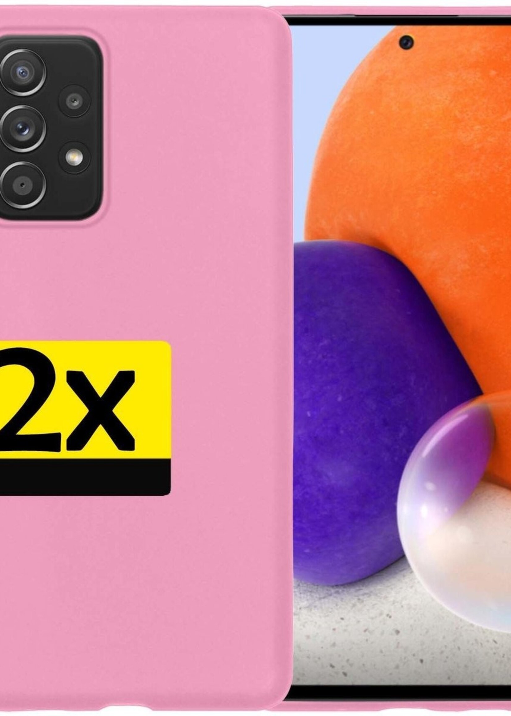 LUQ Hoesje Geschikt voor Samsung A72 Hoesje Siliconen Case - Hoes Geschikt voor Samsung Galaxy A72 Hoes Siliconen - Roze - 2 Stuks