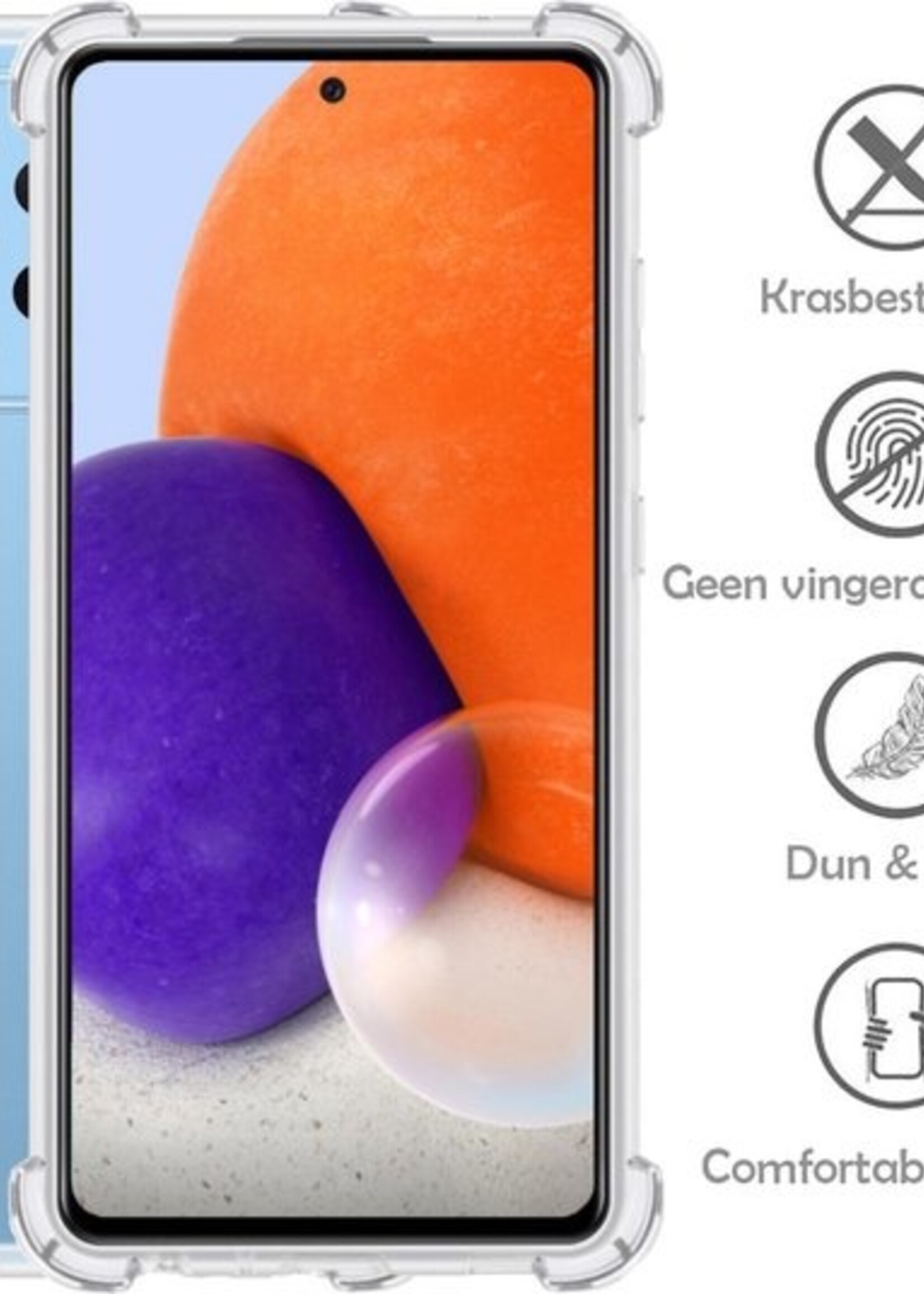 LUQ Hoesje Geschikt voor Samsung A72 Hoesje Shockproof Case Siliconen - Hoes Geschikt voor Samsung Galaxy A72 Hoes Cover Siliconen - Transparant - 2 Stuks