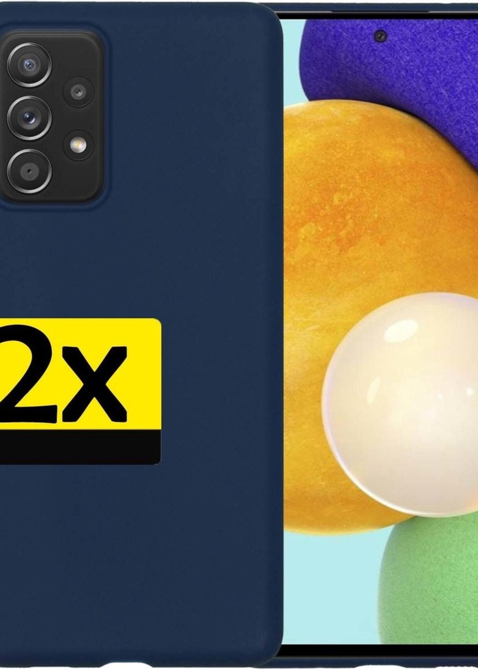 LUQ Hoesje Geschikt voor Samsung A52 Hoesje Siliconen Case - Hoes Geschikt voor Samsung Galaxy A52 Hoes Siliconen - Donkerblauw - 2 Stuks