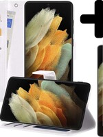 LUQ LUQ Samsung Galaxy S21 Ultra Hoesje Bookcase Wit Met Screenprotector