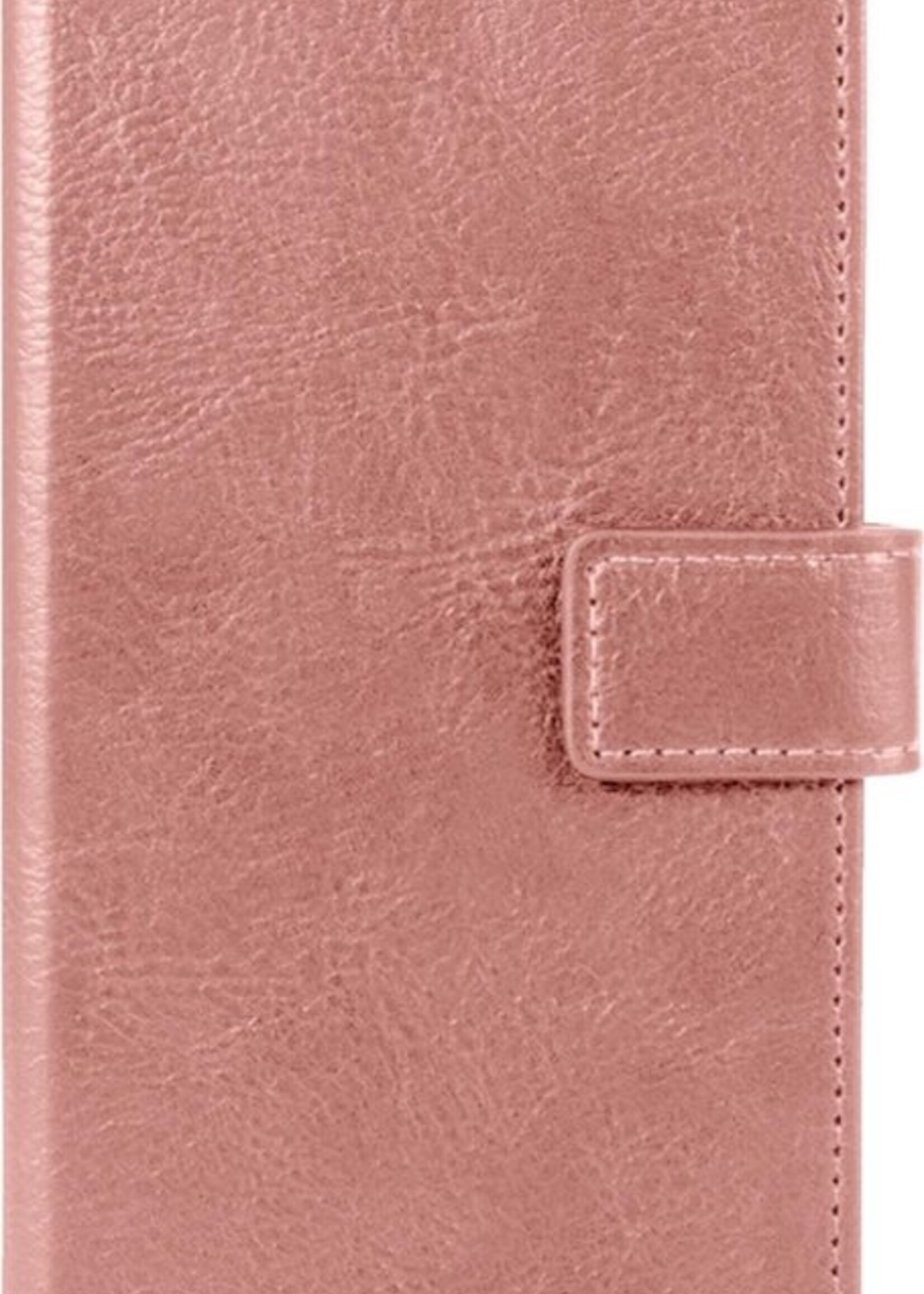 LUQ Hoesje Geschikt voor Samsung S21 Ultra Hoesje Book Case Hoes Wallet Cover Met Screenprotector - Hoes Geschikt voor Samsung Galaxy S21 Ultra Hoesje Bookcase Hoes - Rosé goud
