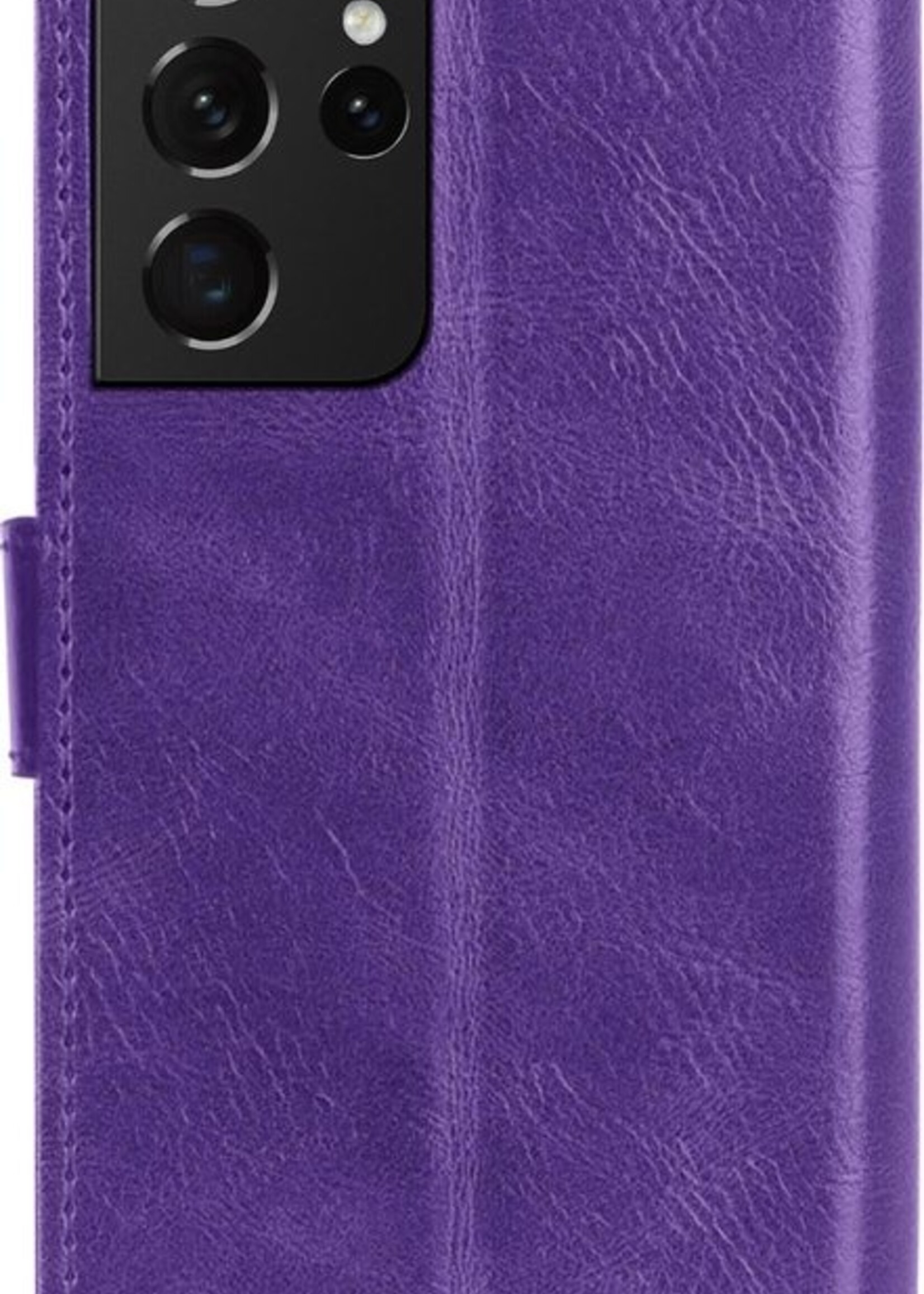 LUQ Hoesje Geschikt voor Samsung S21 Ultra Hoesje Book Case Hoes Wallet Cover Met Screenprotector - Hoes Geschikt voor Samsung Galaxy S21 Ultra Hoesje Bookcase Hoes - Paars