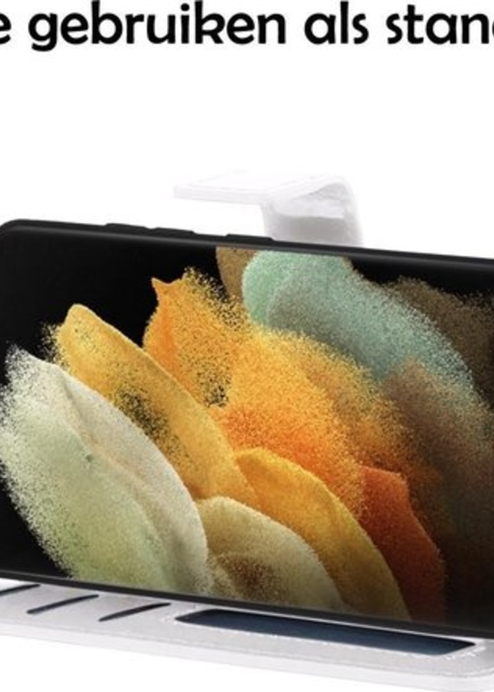 LUQ Hoesje Geschikt voor Samsung S21 Ultra Hoesje Book Case Hoes Wallet Cover Met 2x Screenprotector - Hoes Geschikt voor Samsung Galaxy S21 Ultra Hoesje Bookcase Hoes - Wit