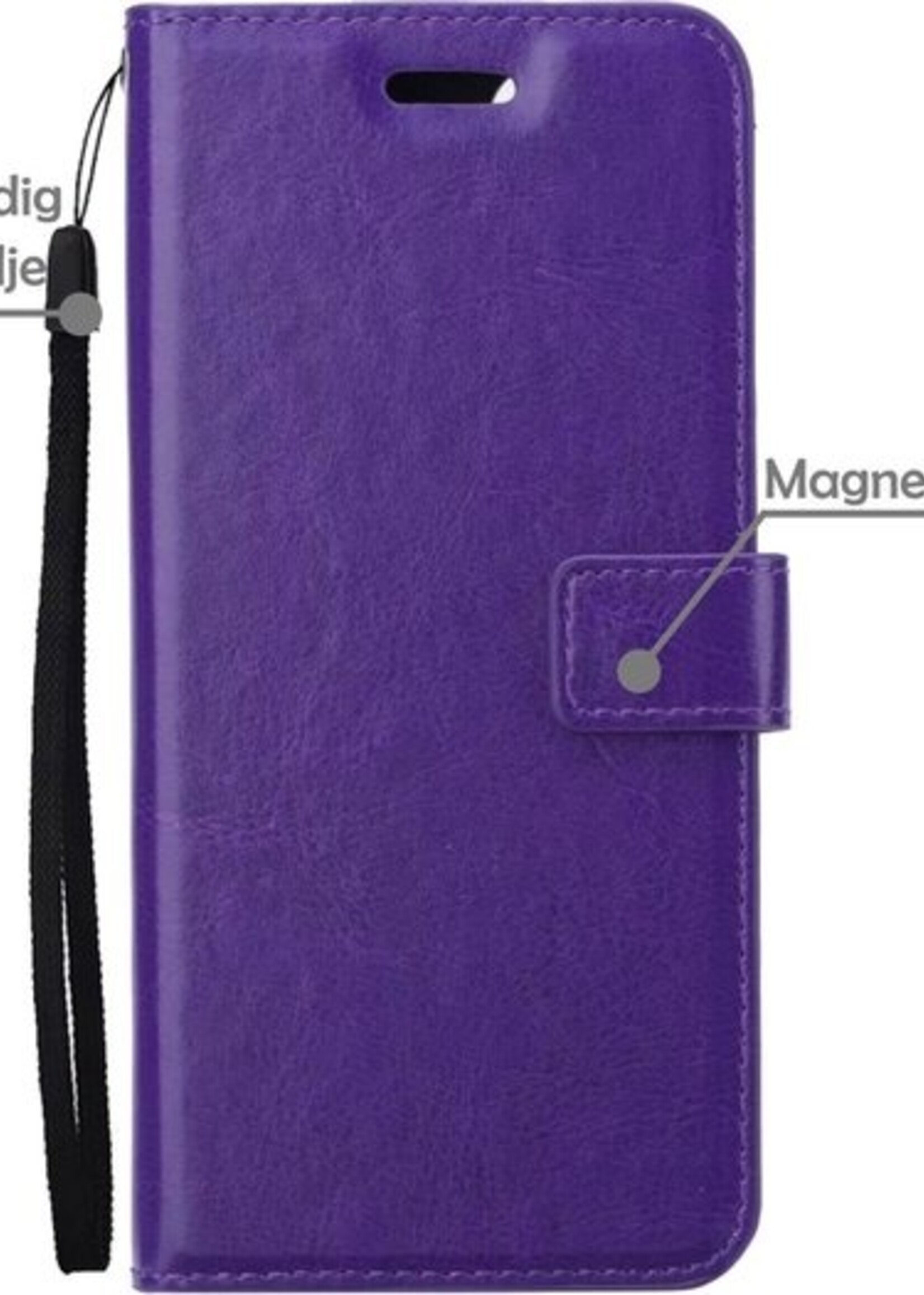 LUQ Hoesje Geschikt voor Samsung S21 Ultra Hoesje Book Case Hoes Wallet Cover Met 2x Screenprotector - Hoes Geschikt voor Samsung Galaxy S21 Ultra Hoesje Bookcase Hoes - Paars