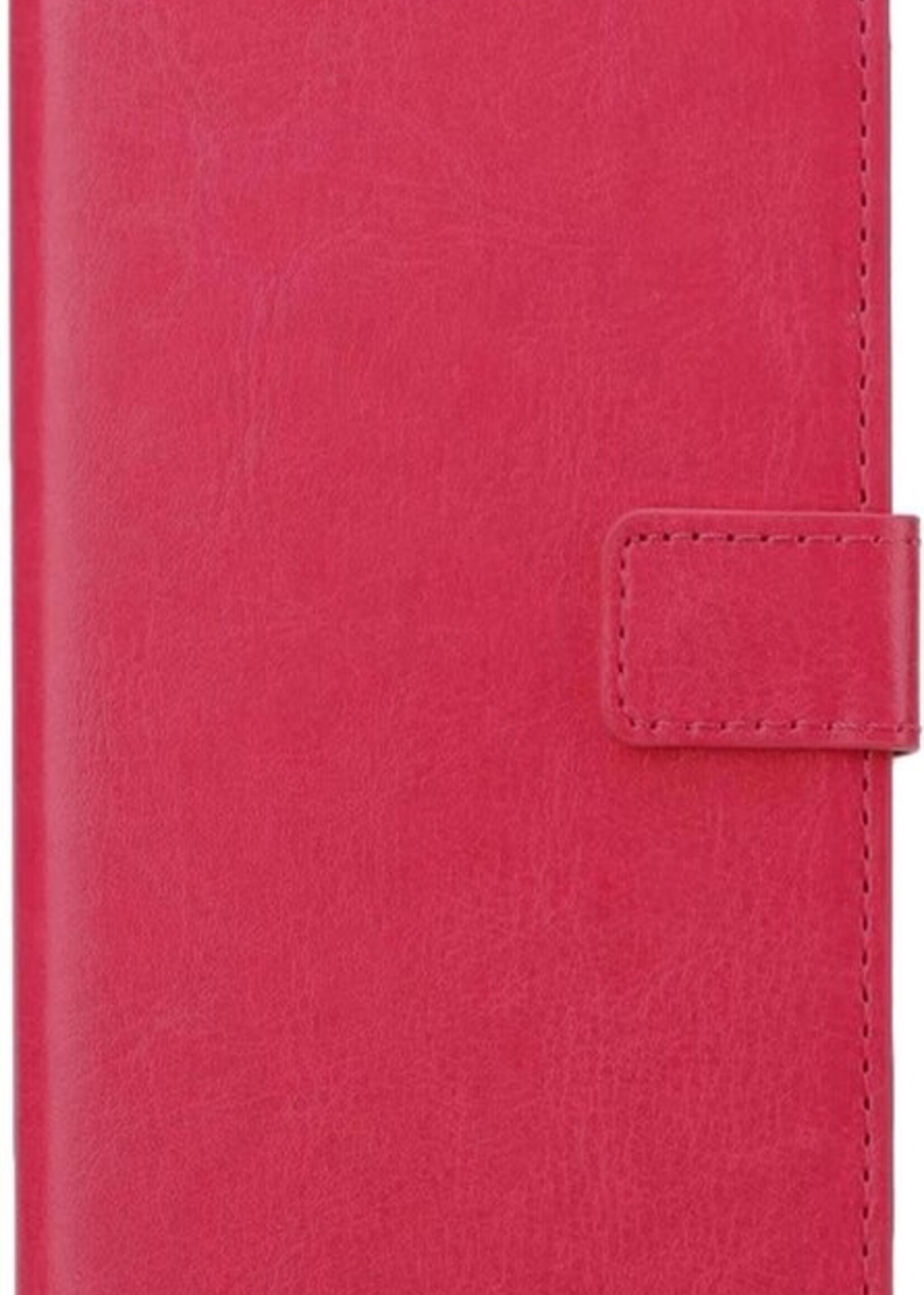 LUQ Hoesje Geschikt voor Samsung S21 Ultra Hoesje Book Case Hoes Wallet Cover Met 2x Screenprotector - Hoes Geschikt voor Samsung Galaxy S21 Ultra Hoesje Bookcase Hoes - Donkerroze