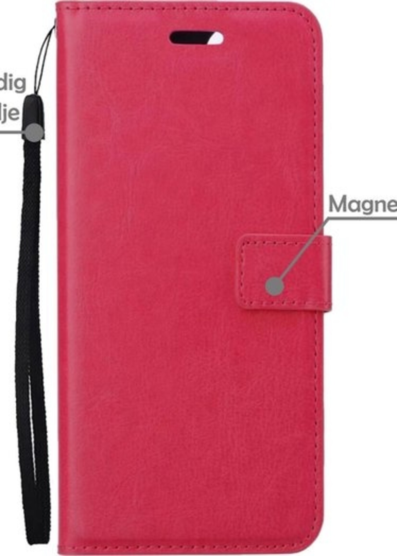 LUQ Hoesje Geschikt voor Samsung S21 Ultra Hoesje Book Case Hoes Wallet Cover Met 2x Screenprotector - Hoes Geschikt voor Samsung Galaxy S21 Ultra Hoesje Bookcase Hoes - Donkerroze