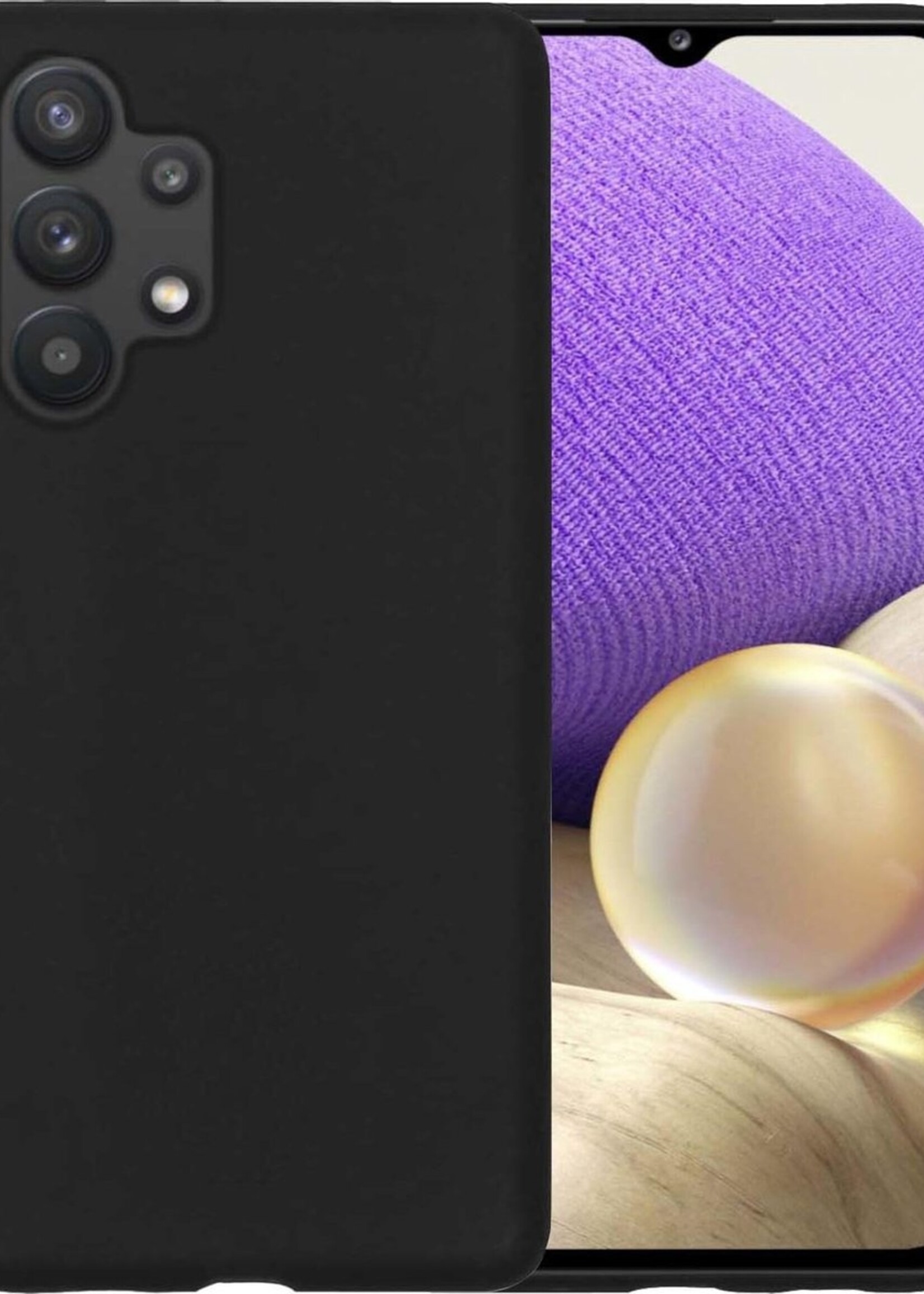 LUQ Hoesje Geschikt voor Samsung A32 5G Hoesje Siliconen Case - Hoes Geschikt voor Samsung Galaxy A32 5G Hoes Siliconen - Zwart
