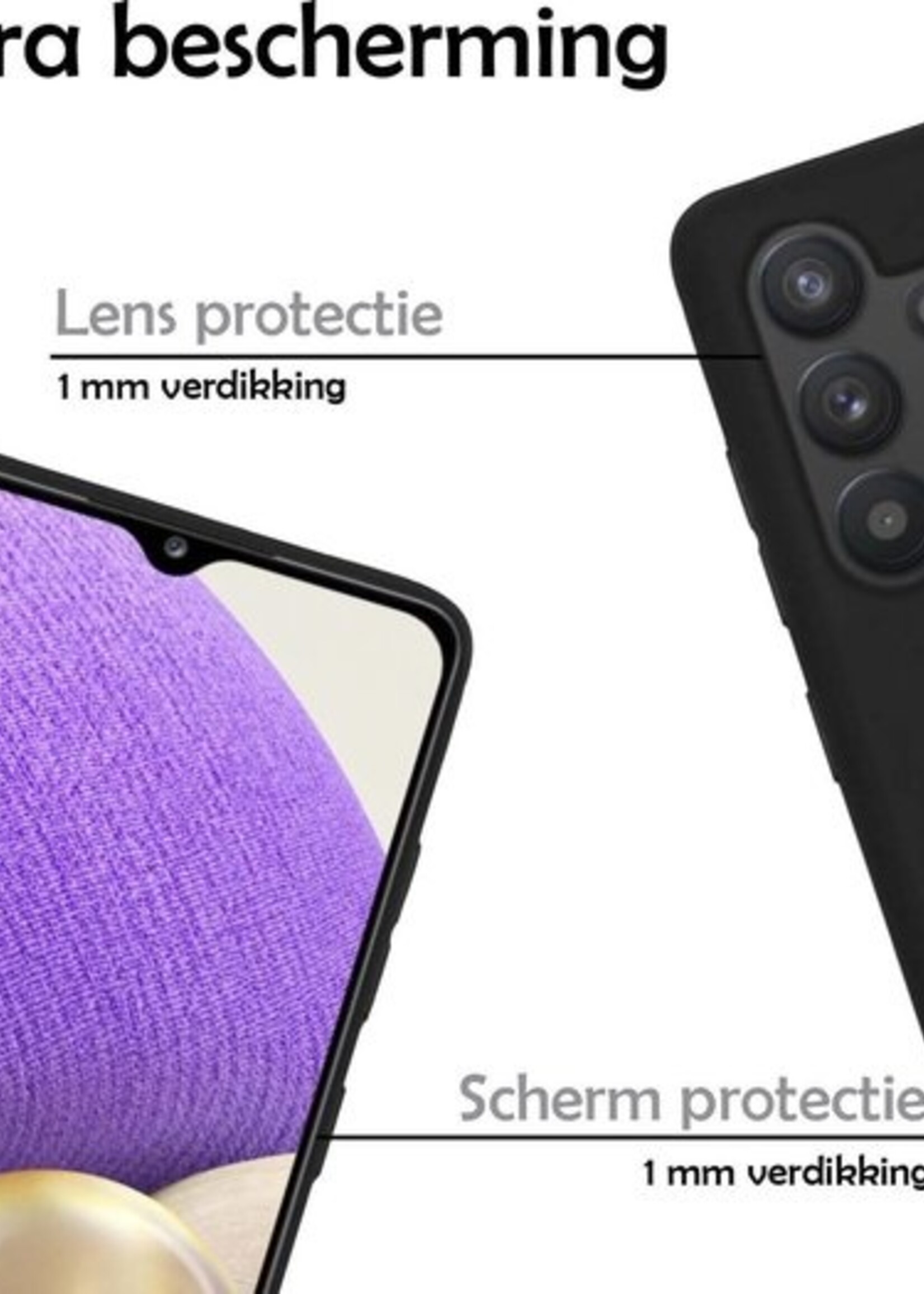 LUQ Hoesje Geschikt voor Samsung A32 5G Hoesje Siliconen Case - Hoes Geschikt voor Samsung Galaxy A32 5G Hoes Siliconen - Zwart