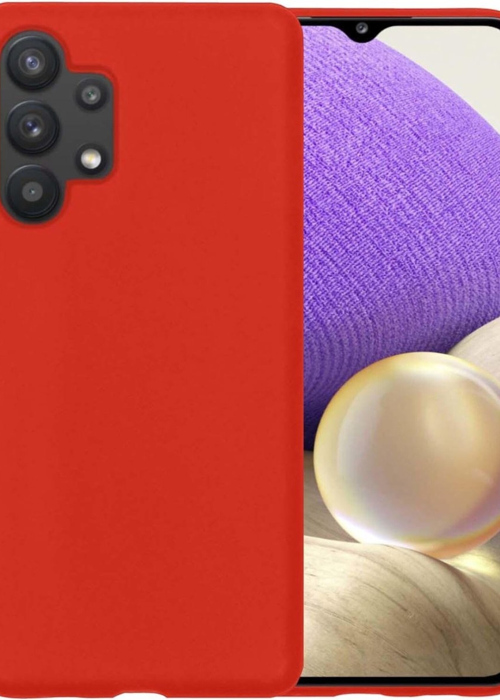 LUQ Hoesje Geschikt voor Samsung A32 5G Hoesje Siliconen Case - Hoes Geschikt voor Samsung Galaxy A32 5G Hoes Siliconen - Rood