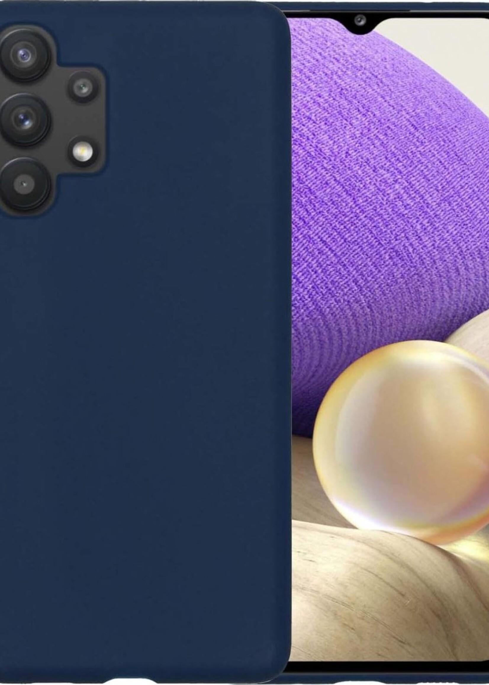 LUQ Hoesje Geschikt voor Samsung A32 5G Hoesje Siliconen Case - Hoes Geschikt voor Samsung Galaxy A32 5G Hoes Siliconen - Donkerblauw