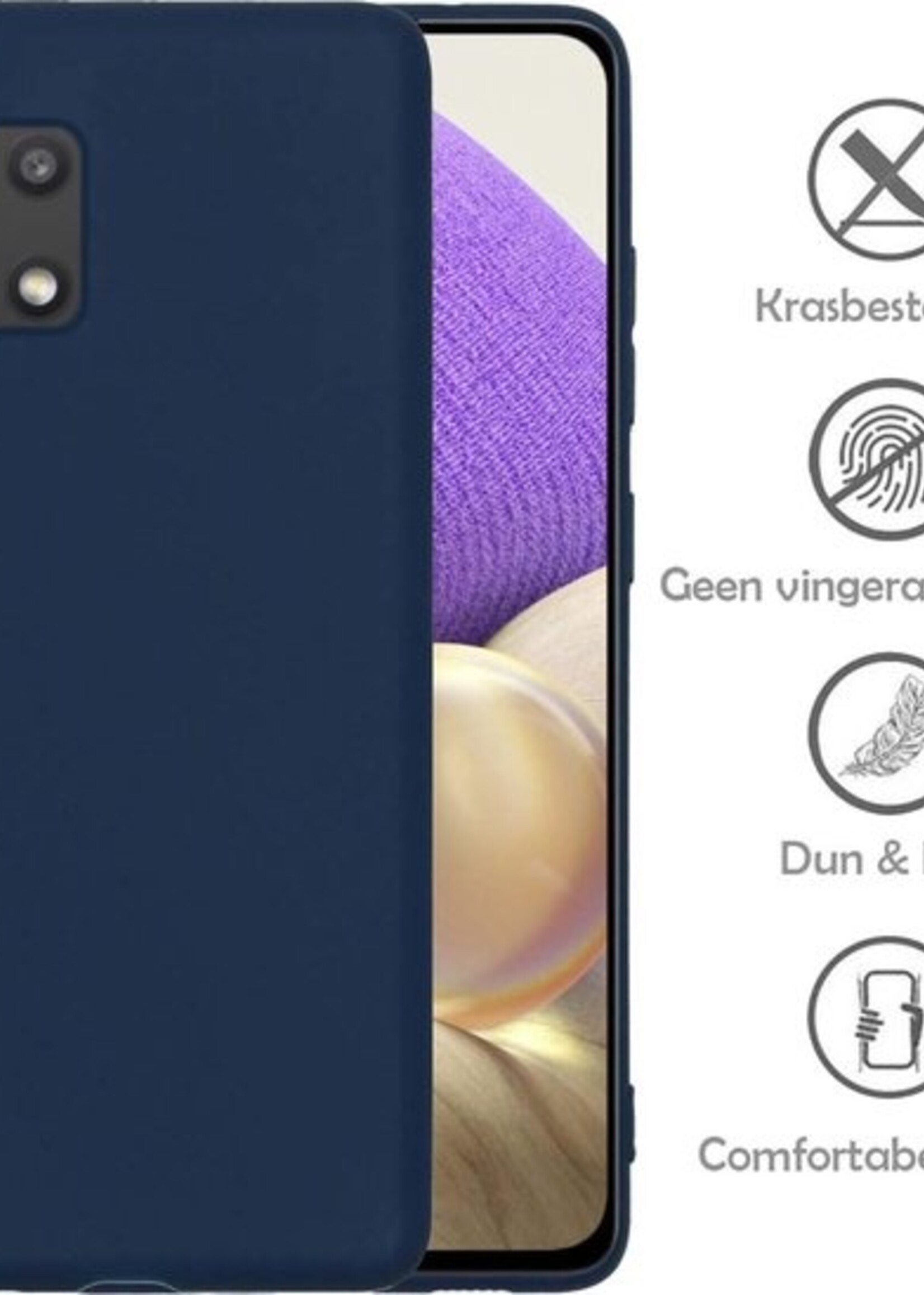 LUQ Hoesje Geschikt voor Samsung A32 5G Hoesje Siliconen Case - Hoes Geschikt voor Samsung Galaxy A32 5G Hoes Siliconen - Donkerblauw