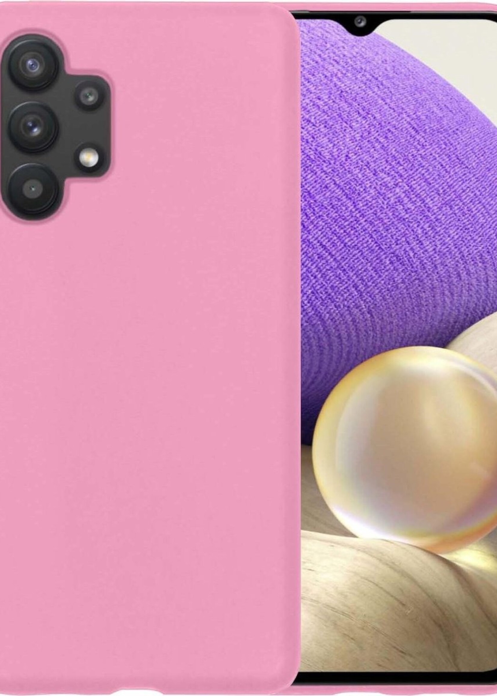 LUQ Hoesje Geschikt voor Samsung A32 5G Hoesje Siliconen Case - Hoes Geschikt voor Samsung Galaxy A32 5G Hoes Siliconen - Roze
