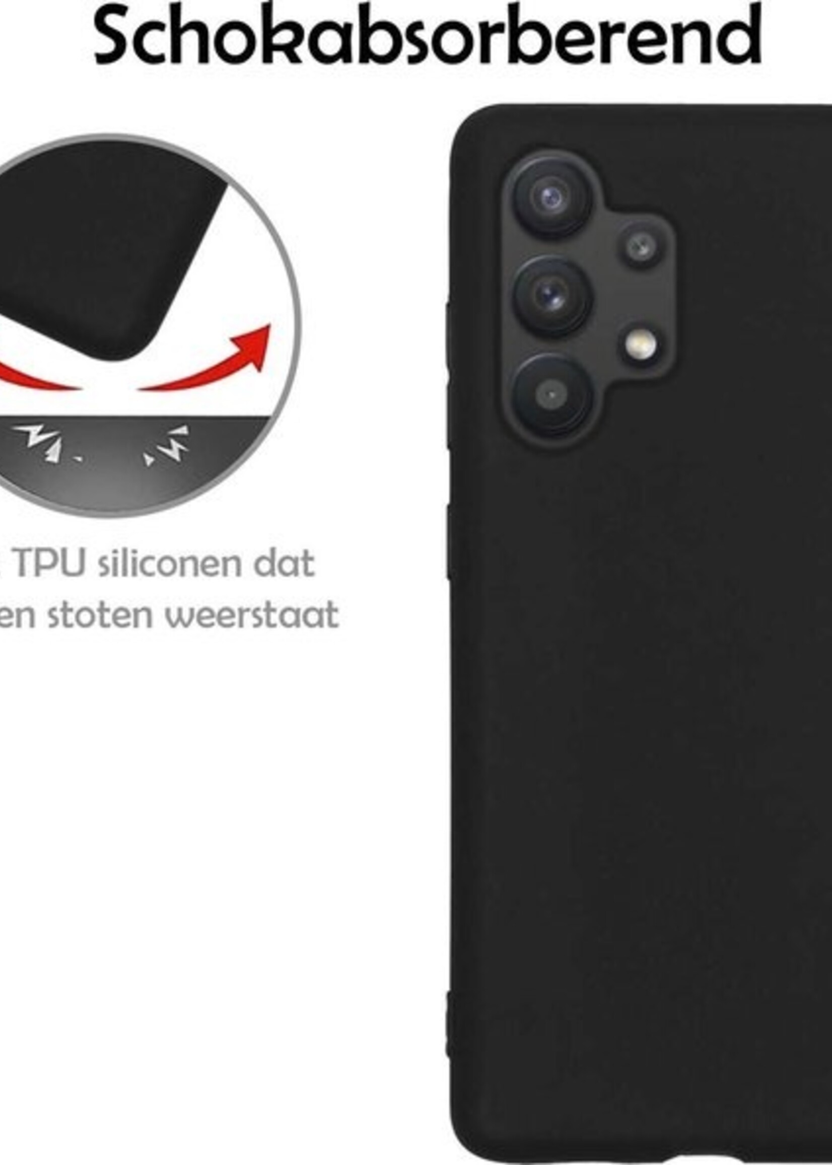 LUQ Hoesje Geschikt voor Samsung A32 5G Hoesje Siliconen Case - Hoes Geschikt voor Samsung Galaxy A32 5G Hoes Siliconen - Zwart - 2 Stuks