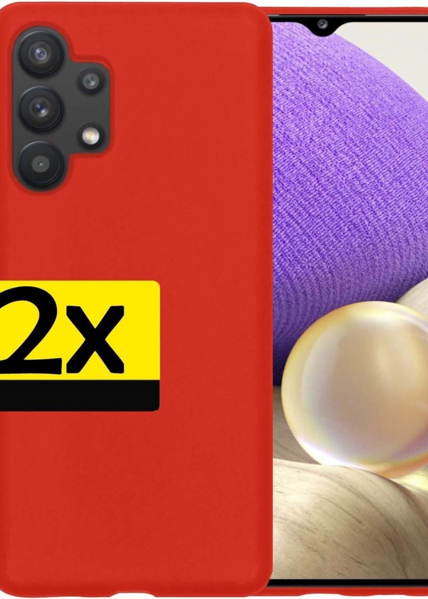 LUQ Hoesje Geschikt voor Samsung A32 5G Hoesje Siliconen Case - Hoes Geschikt voor Samsung Galaxy A32 5G Hoes Siliconen - Rood - 2 Stuks