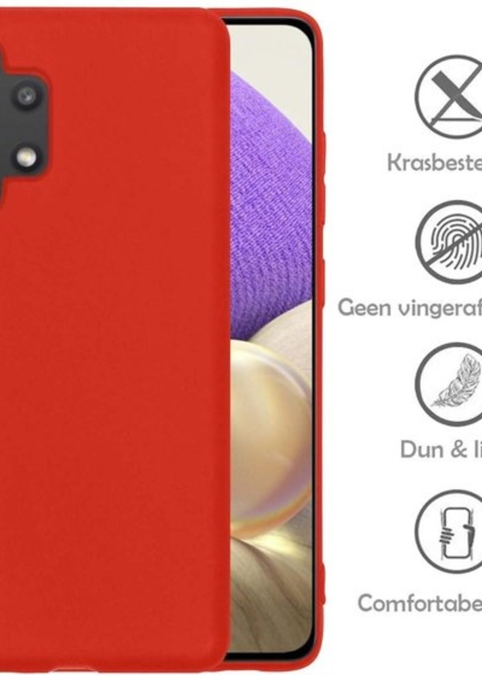 LUQ Hoesje Geschikt voor Samsung A32 5G Hoesje Siliconen Case - Hoes Geschikt voor Samsung Galaxy A32 5G Hoes Siliconen - Rood - 2 Stuks