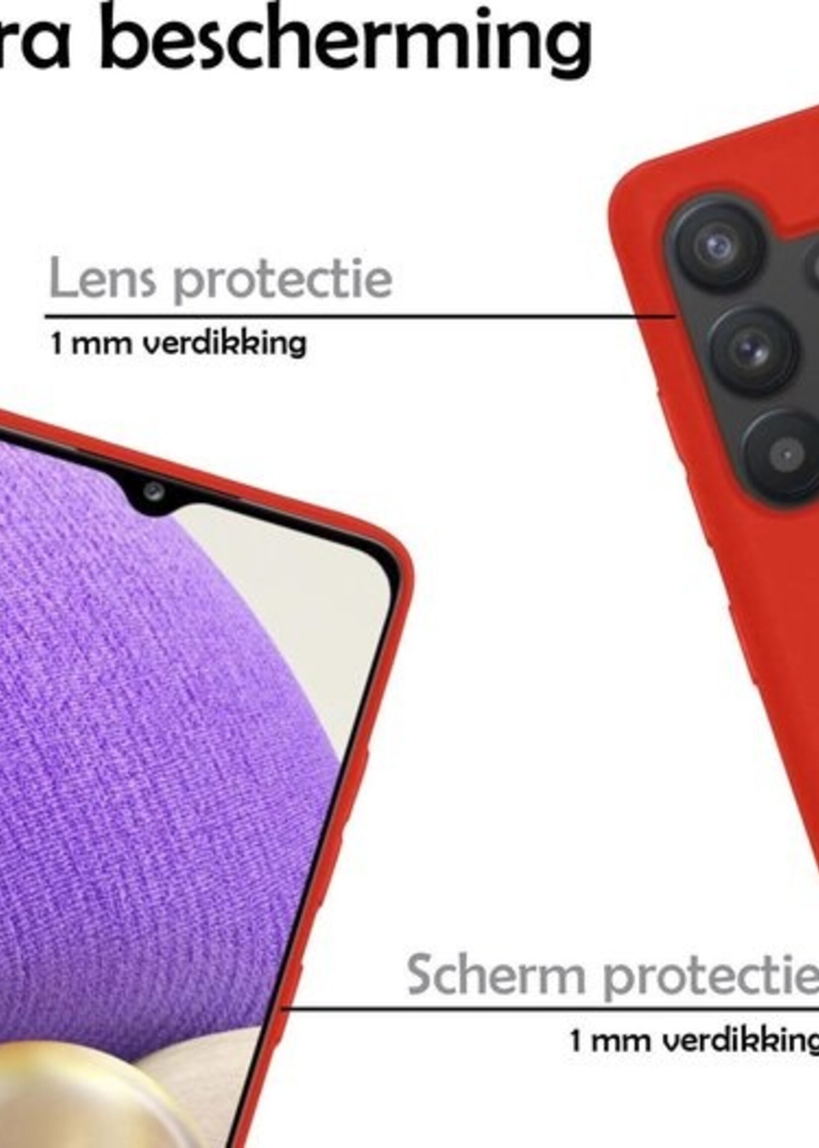 LUQ Hoesje Geschikt voor Samsung A32 5G Hoesje Siliconen Case - Hoes Geschikt voor Samsung Galaxy A32 5G Hoes Siliconen - Rood - 2 Stuks