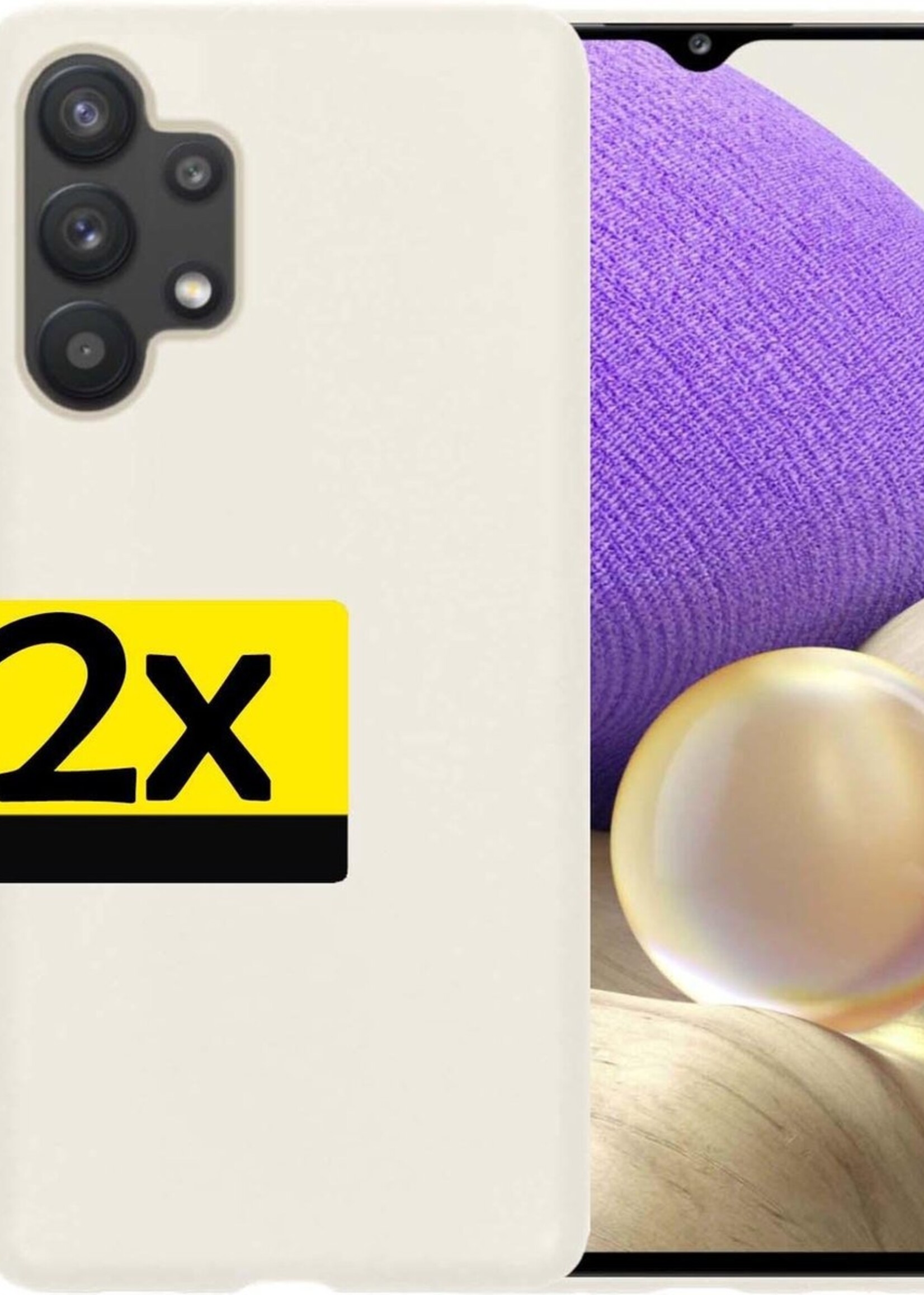 LUQ Hoesje Geschikt voor Samsung A32 5G Hoesje Siliconen Case - Hoes Geschikt voor Samsung Galaxy A32 5G Hoes Siliconen - Wit - 2 Stuks