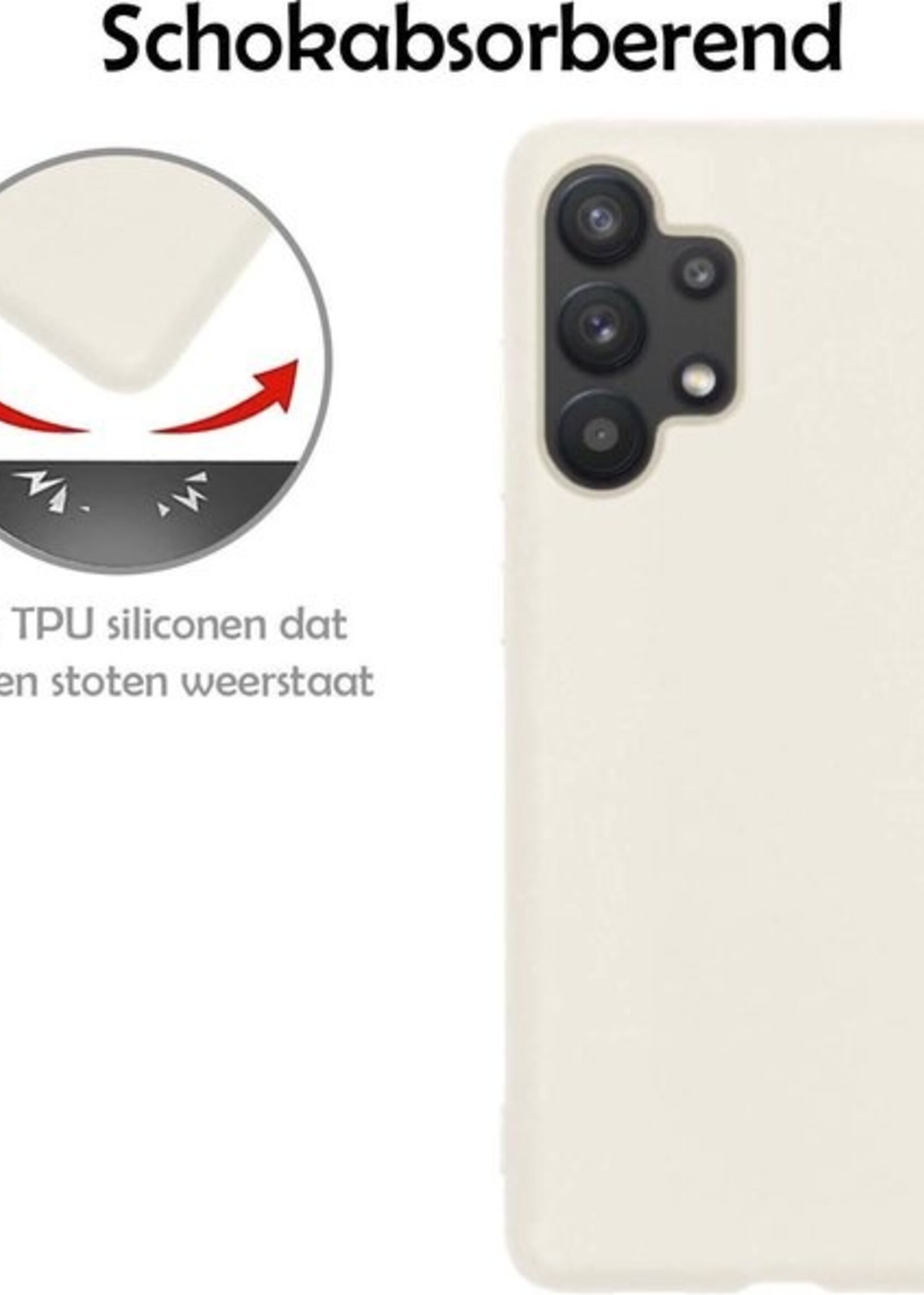 LUQ Hoesje Geschikt voor Samsung A32 5G Hoesje Siliconen Case - Hoes Geschikt voor Samsung Galaxy A32 5G Hoes Siliconen - Wit - 2 Stuks