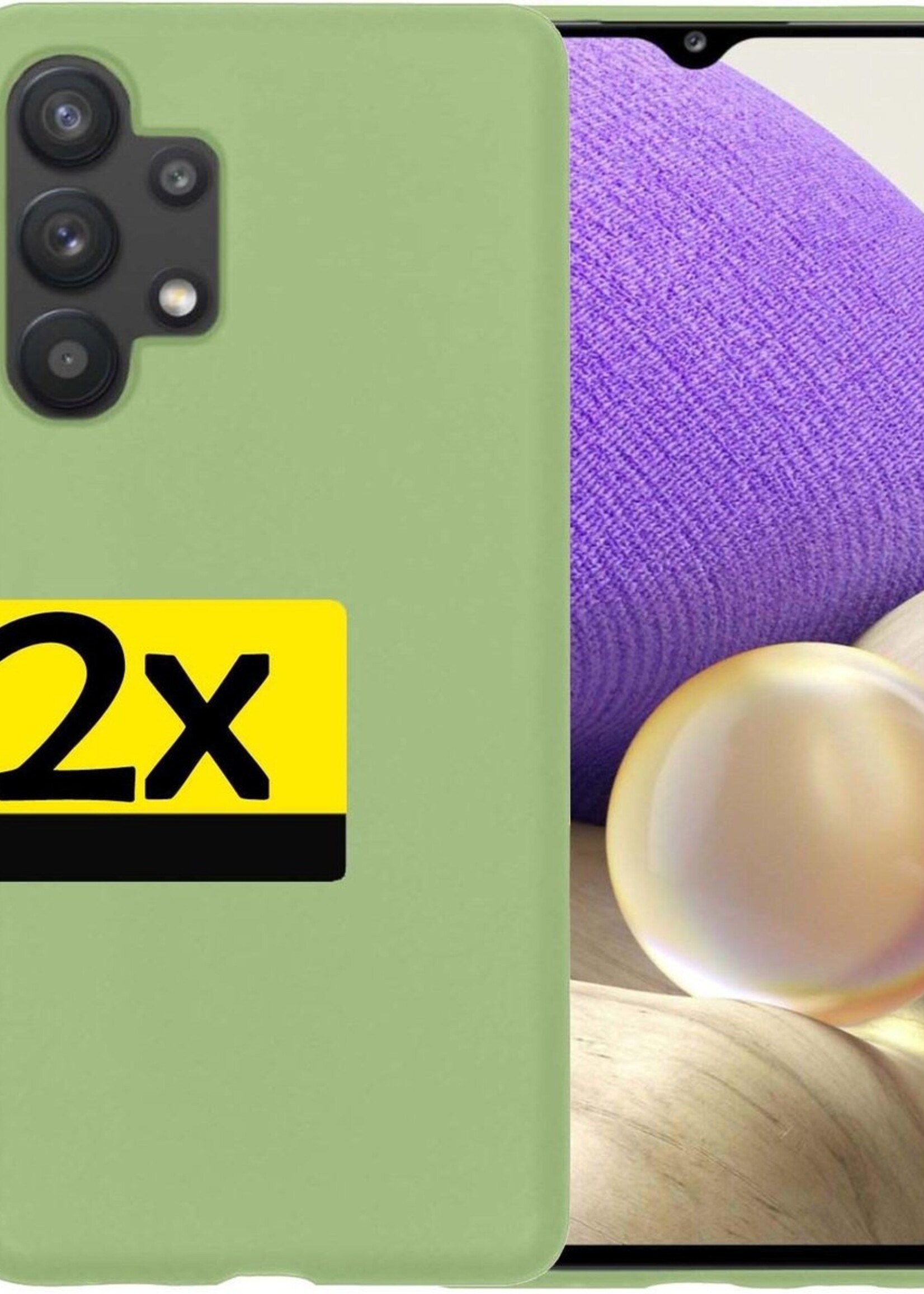 LUQ Hoesje Geschikt voor Samsung A32 5G Hoesje Siliconen Case - Hoes Geschikt voor Samsung Galaxy A32 5G Hoes Siliconen - Groen - 2 Stuks