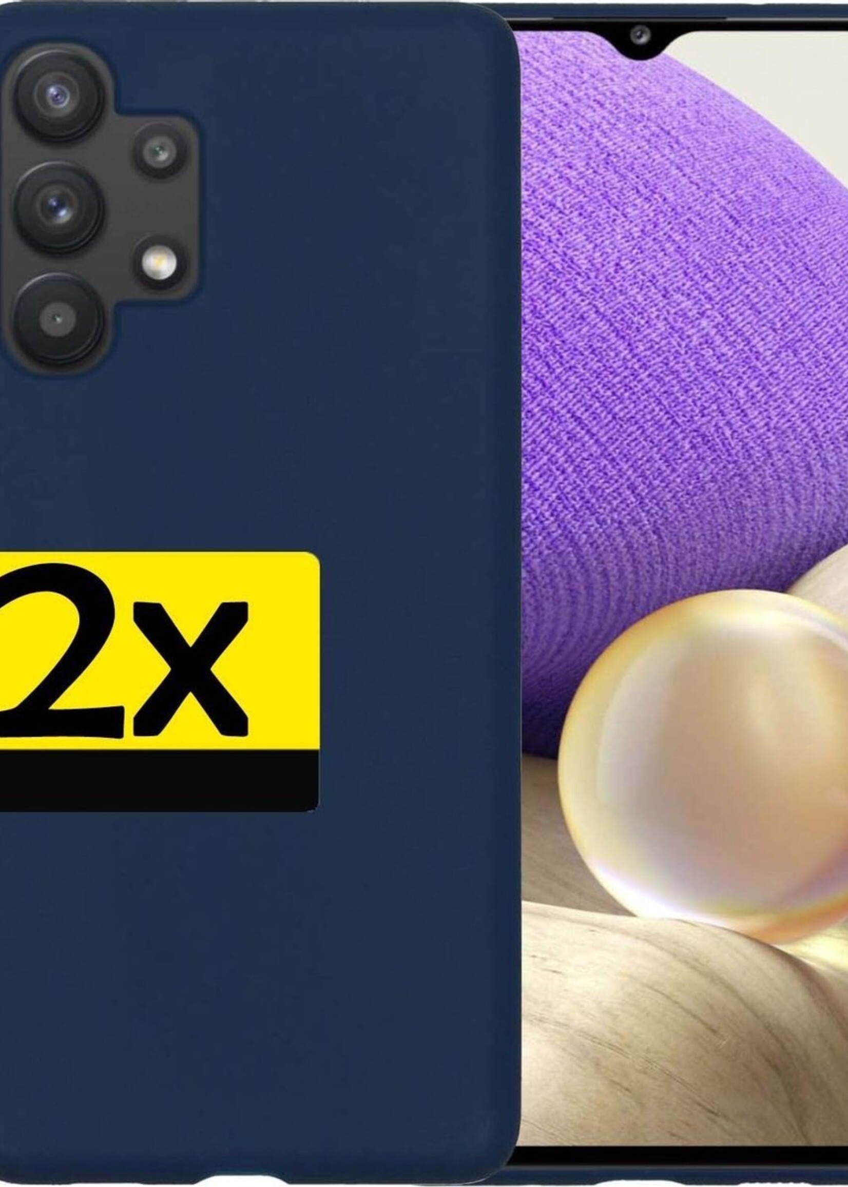 LUQ Hoesje Geschikt voor Samsung A32 5G Hoesje Siliconen Case - Hoes Geschikt voor Samsung Galaxy A32 5G Hoes Siliconen - Donkerblauw - 2 Stuks