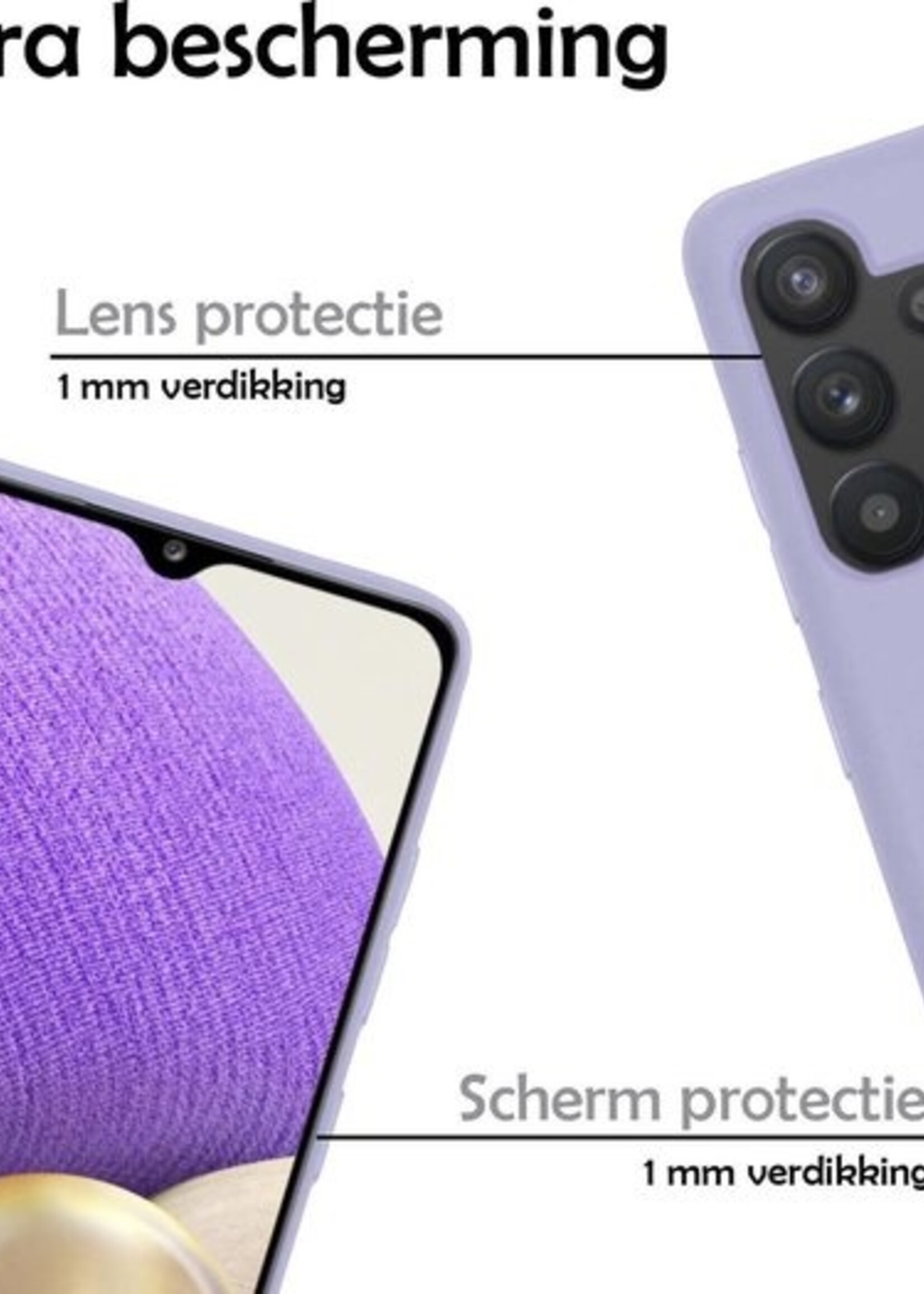 LUQ Hoesje Geschikt voor Samsung A32 5G Hoesje Siliconen Case - Hoes Geschikt voor Samsung Galaxy A32 5G Hoes Siliconen - Lila - 2 Stuks