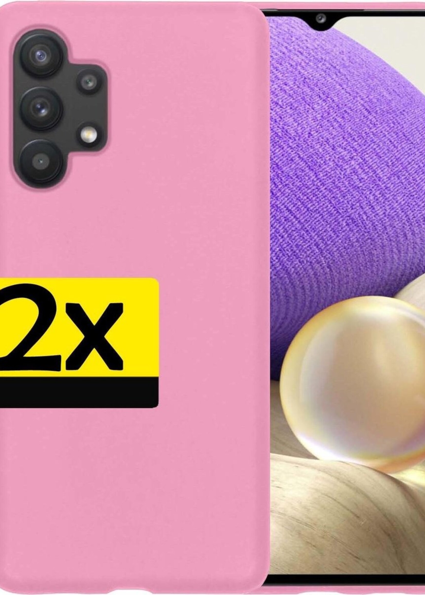 LUQ Hoesje Geschikt voor Samsung A32 5G Hoesje Siliconen Case - Hoes Geschikt voor Samsung Galaxy A32 5G Hoes Siliconen - Roze - 2 Stuks