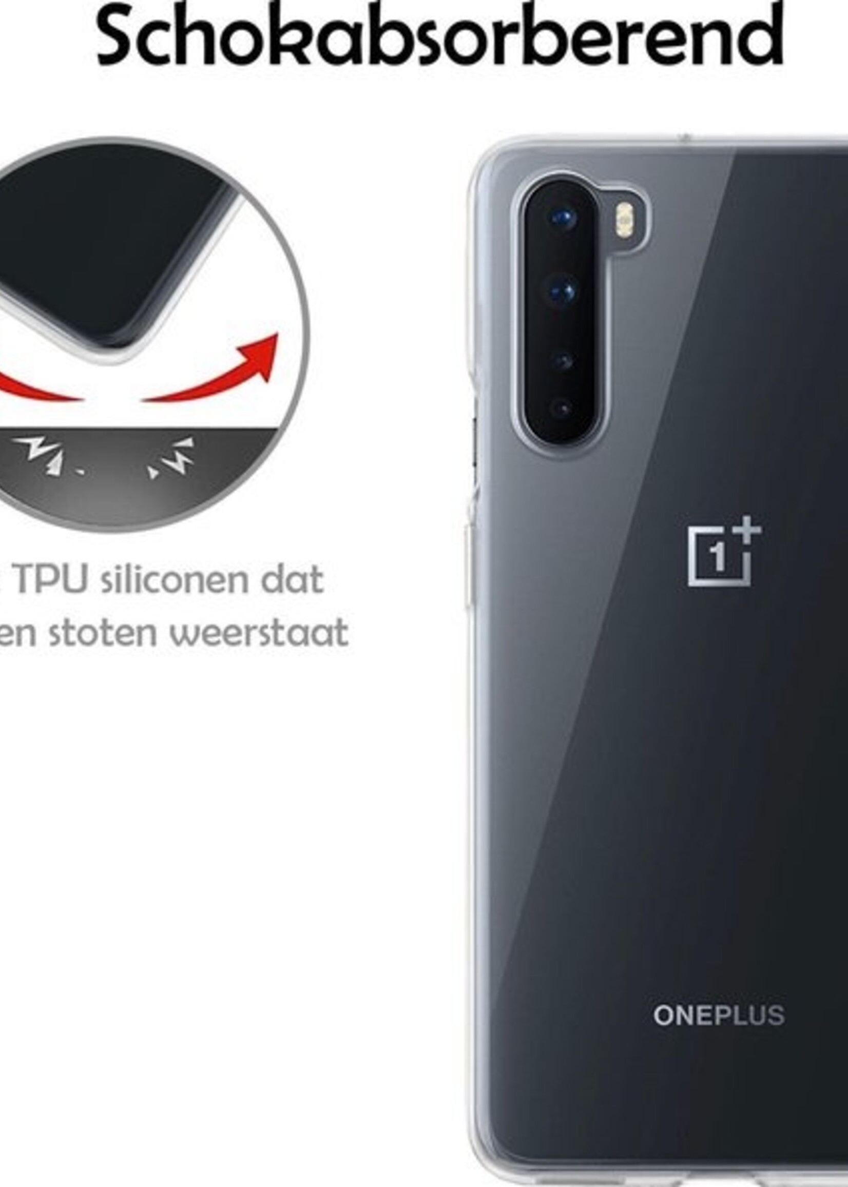 LUQ Hoesje Geschikt voor OnePlus Nord Hoesje Siliconen Case - Hoes Geschikt voor OnePlus Nord Hoes Siliconen - Transparant
