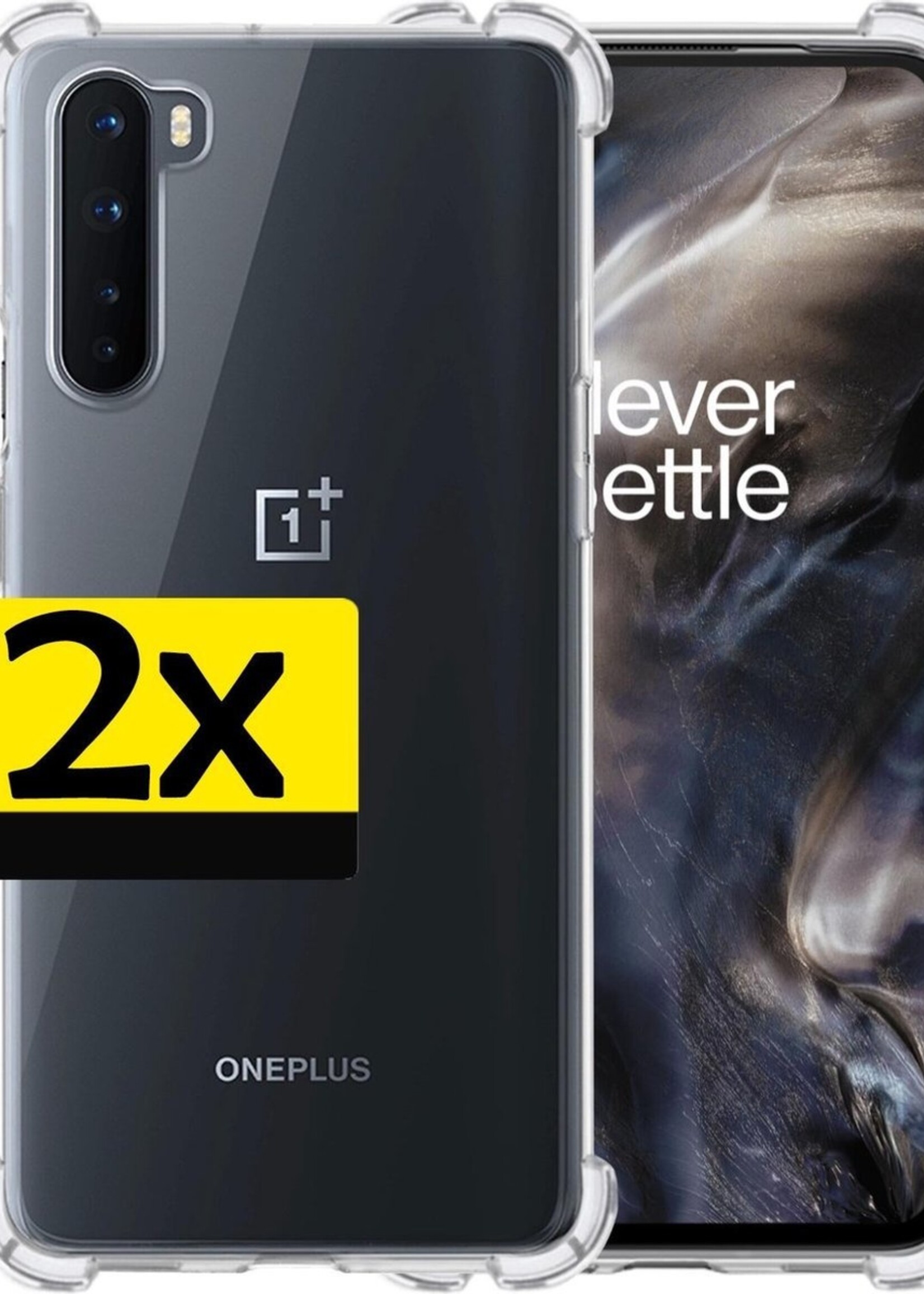 LUQ Hoesje Geschikt voor OnePlus Nord Hoesje Shockproof Case Siliconen - Hoes Geschikt voor OnePlus Nord Hoes Cover Siliconen - Transparant - 2 Stuks