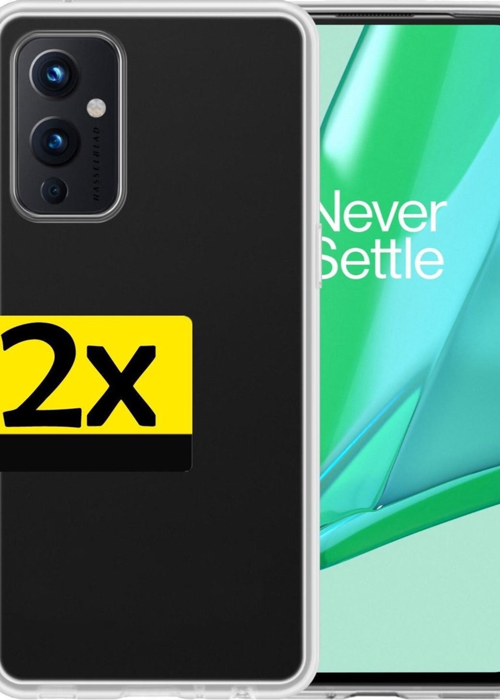 LUQ Hoesje Geschikt voor OnePlus 9 Hoesje Siliconen Case - Hoes Geschikt voor OnePlus 9 Hoes Siliconen - Transparant - 2 Stuks