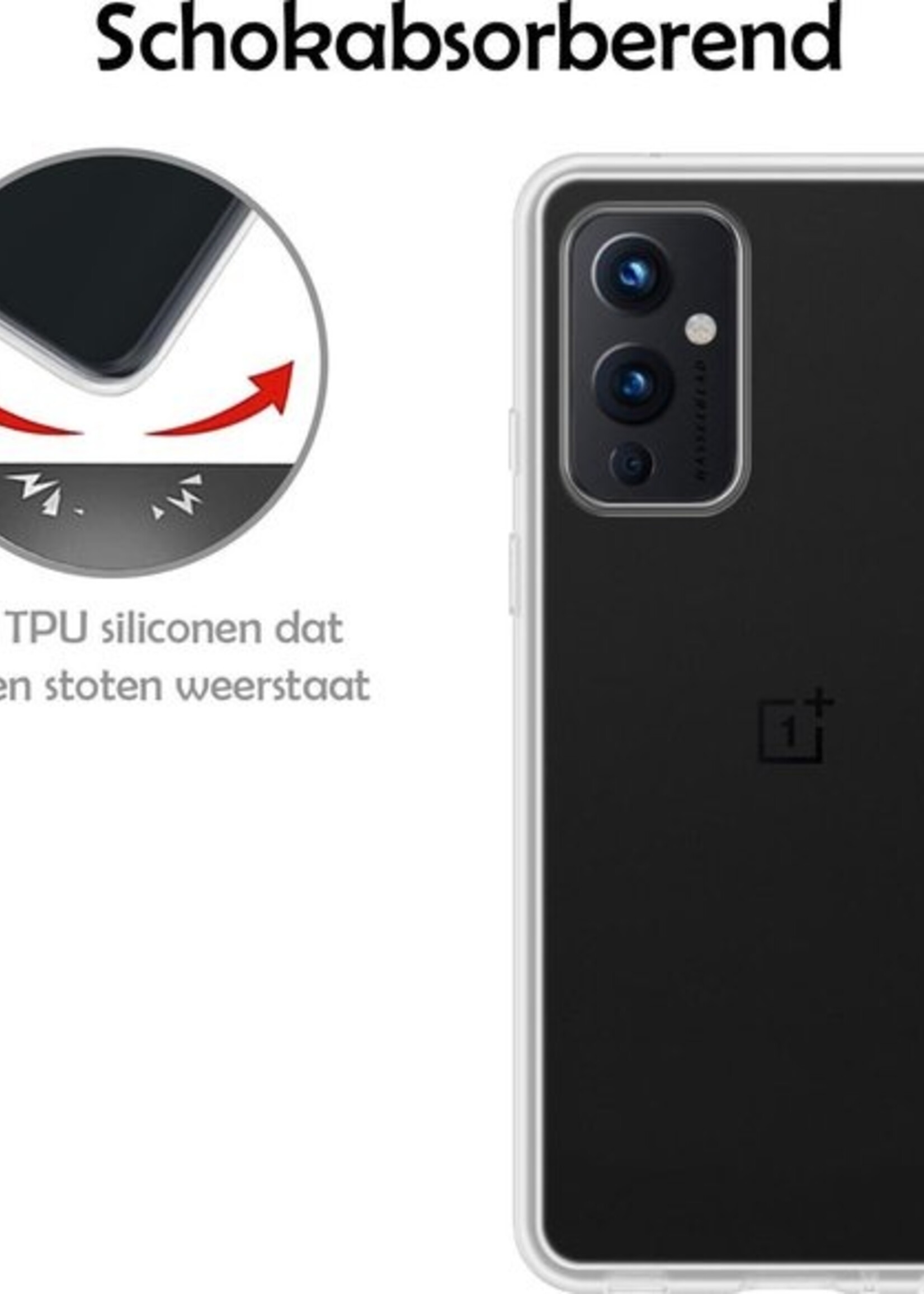 LUQ Hoesje Geschikt voor OnePlus 9 Hoesje Siliconen Case - Hoes Geschikt voor OnePlus 9 Hoes Siliconen - Transparant - 2 Stuks