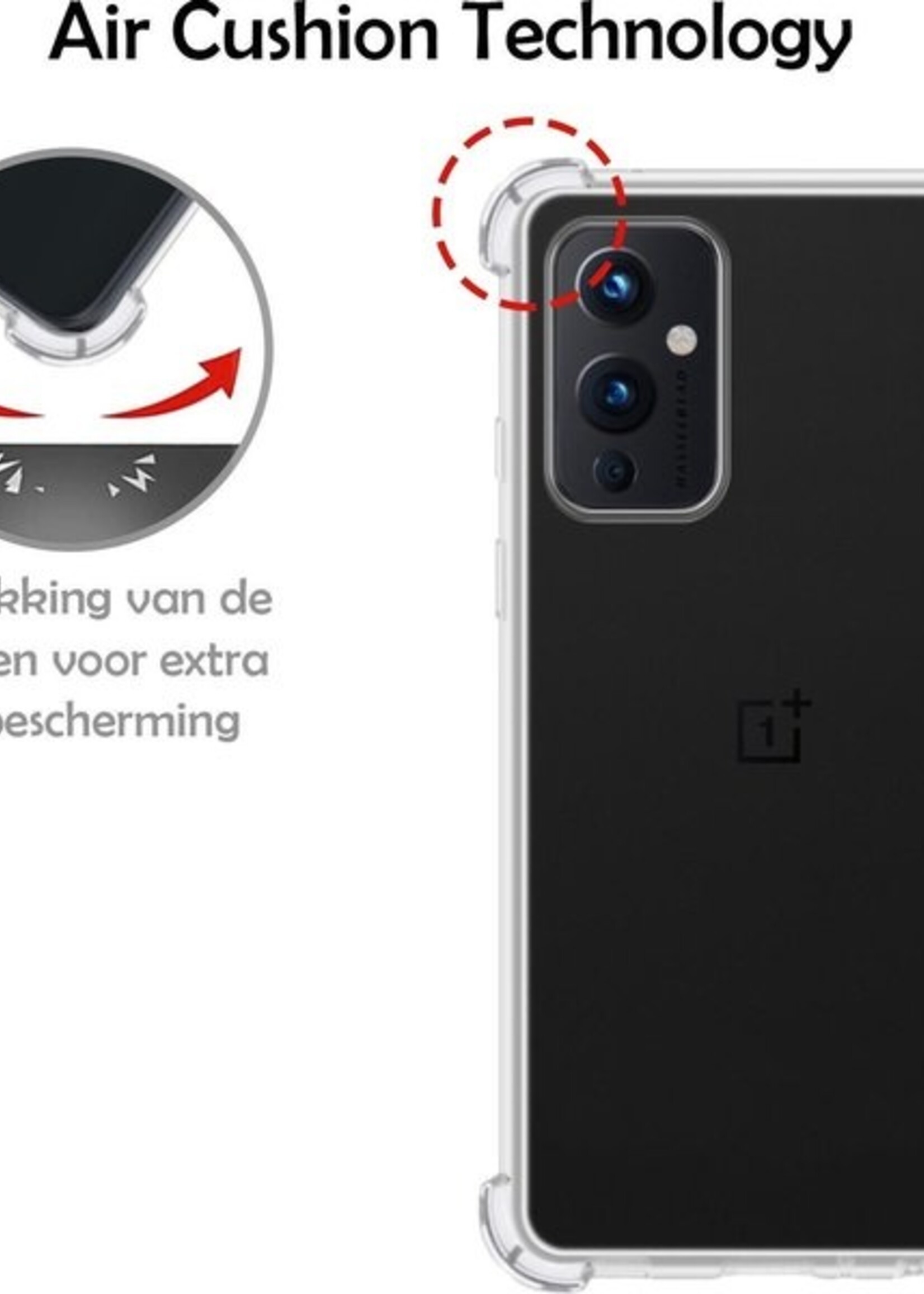 LUQ Hoesje Geschikt voor OnePlus 9 Hoesje Shockproof Case Siliconen - Hoes Geschikt voor OnePlus 9 Hoes Cover Siliconen - Transparant