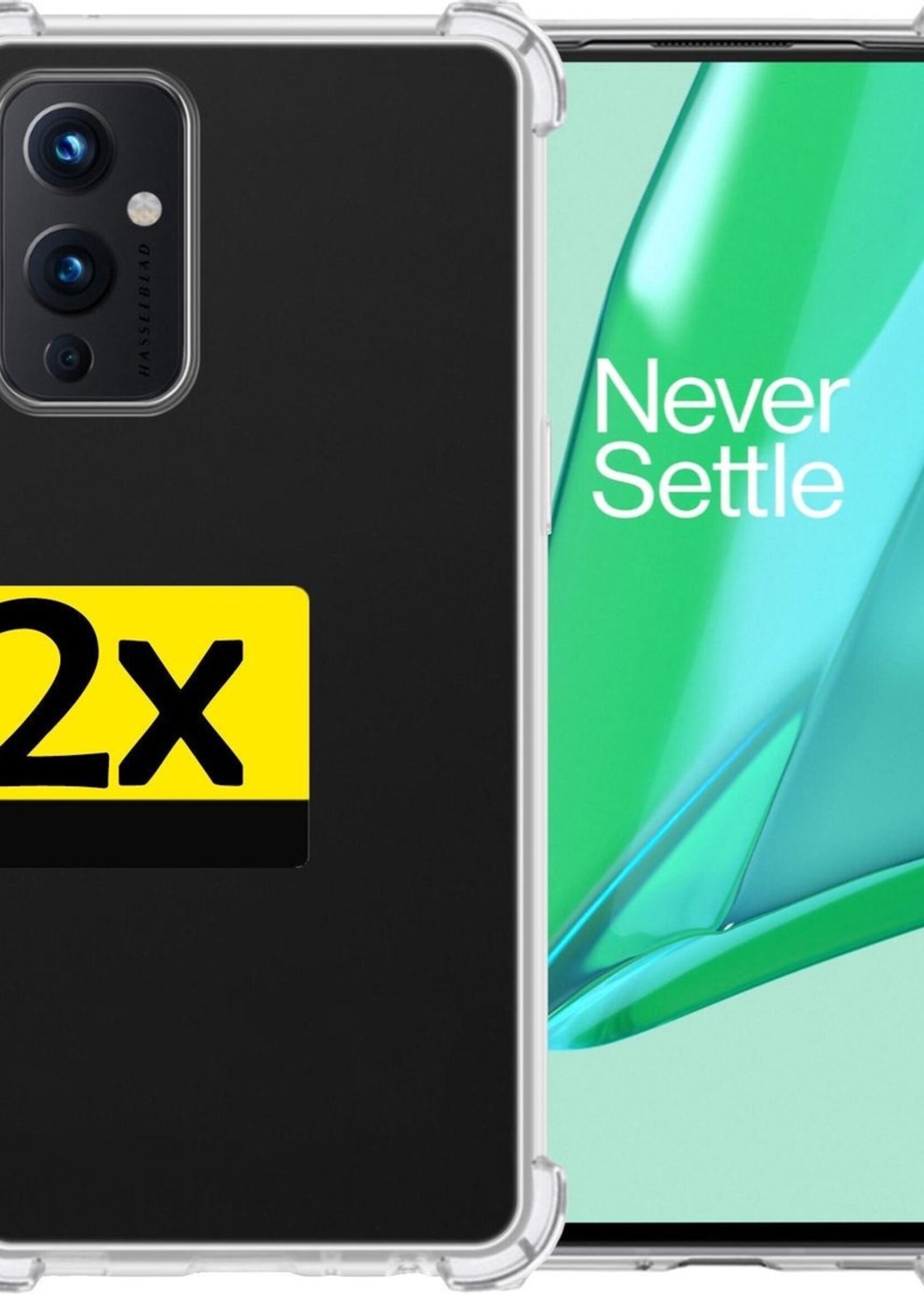 LUQ Hoesje Geschikt voor OnePlus 9 Hoesje Shockproof Case Siliconen - Hoes Geschikt voor OnePlus 9 Hoes Cover Siliconen - Transparant - 2 Stuks