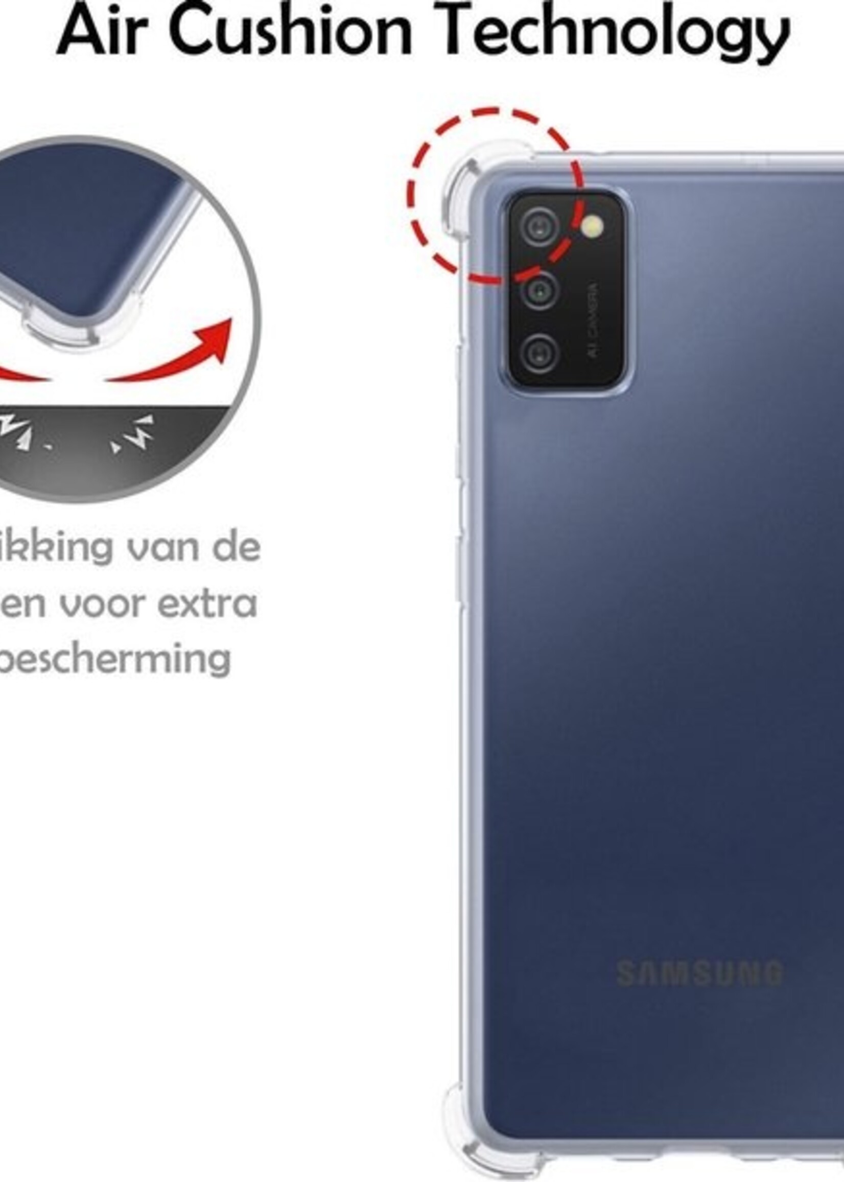 LUQ Hoesje Geschikt voor Samsung A02s Hoesje Shockproof Case Siliconen Met Screenprotector - Hoes Geschikt voor Samsung Galaxy A02s Hoes Cover Siliconen - Transparant