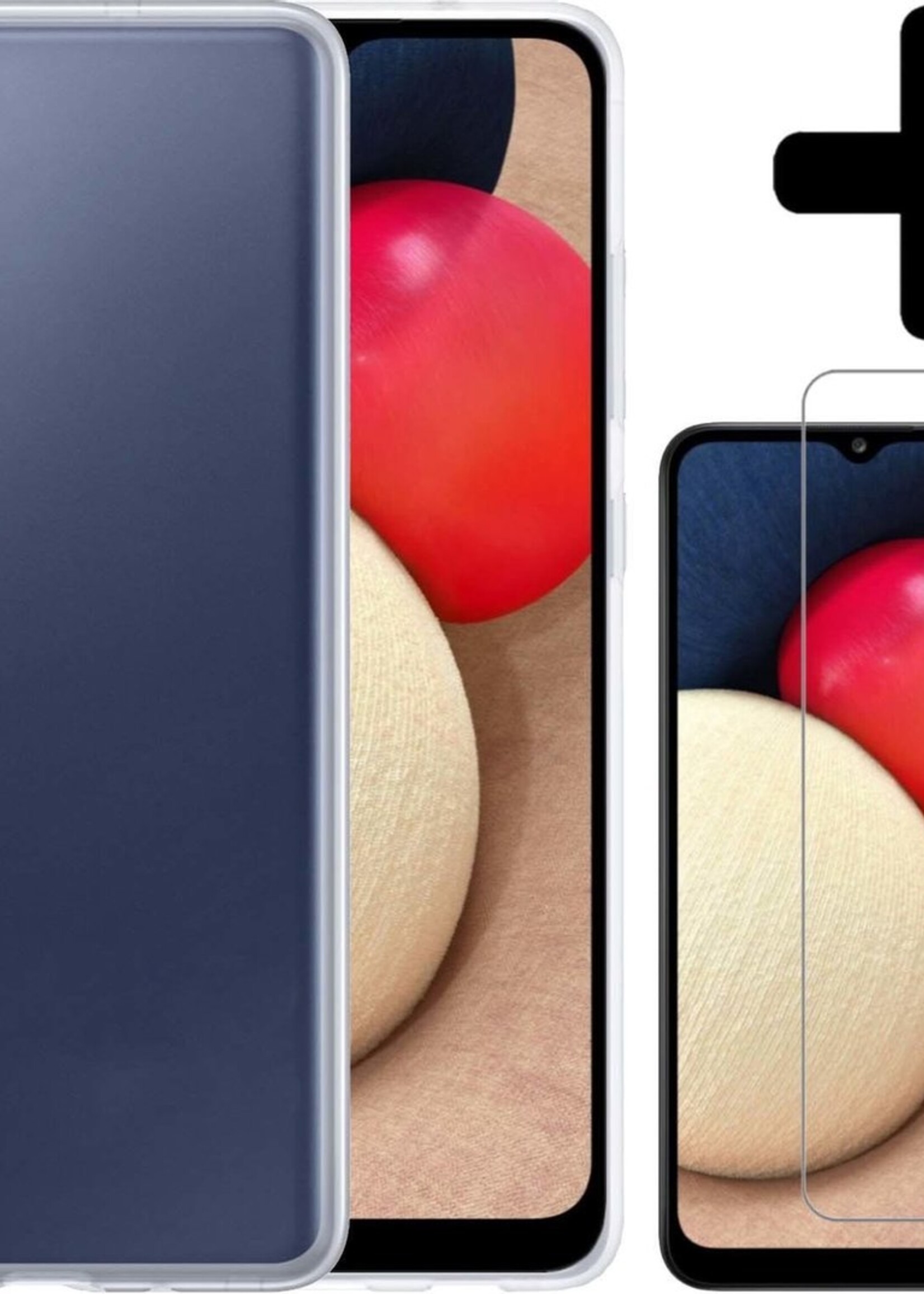 LUQ Hoesje Geschikt voor Samsung A02s Hoesje Siliconen Case Met Screenprotector - Hoes Geschikt voor Samsung Galaxy A02s Hoes Siliconen - Transparant
