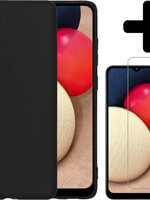 LUQ LUQ Samsung Galaxy A02s hoesje siliconen zwart + screenprotector