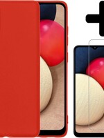 LUQ LUQ Samsung Galaxy A02s hoesje siliconen rood + screenprotector