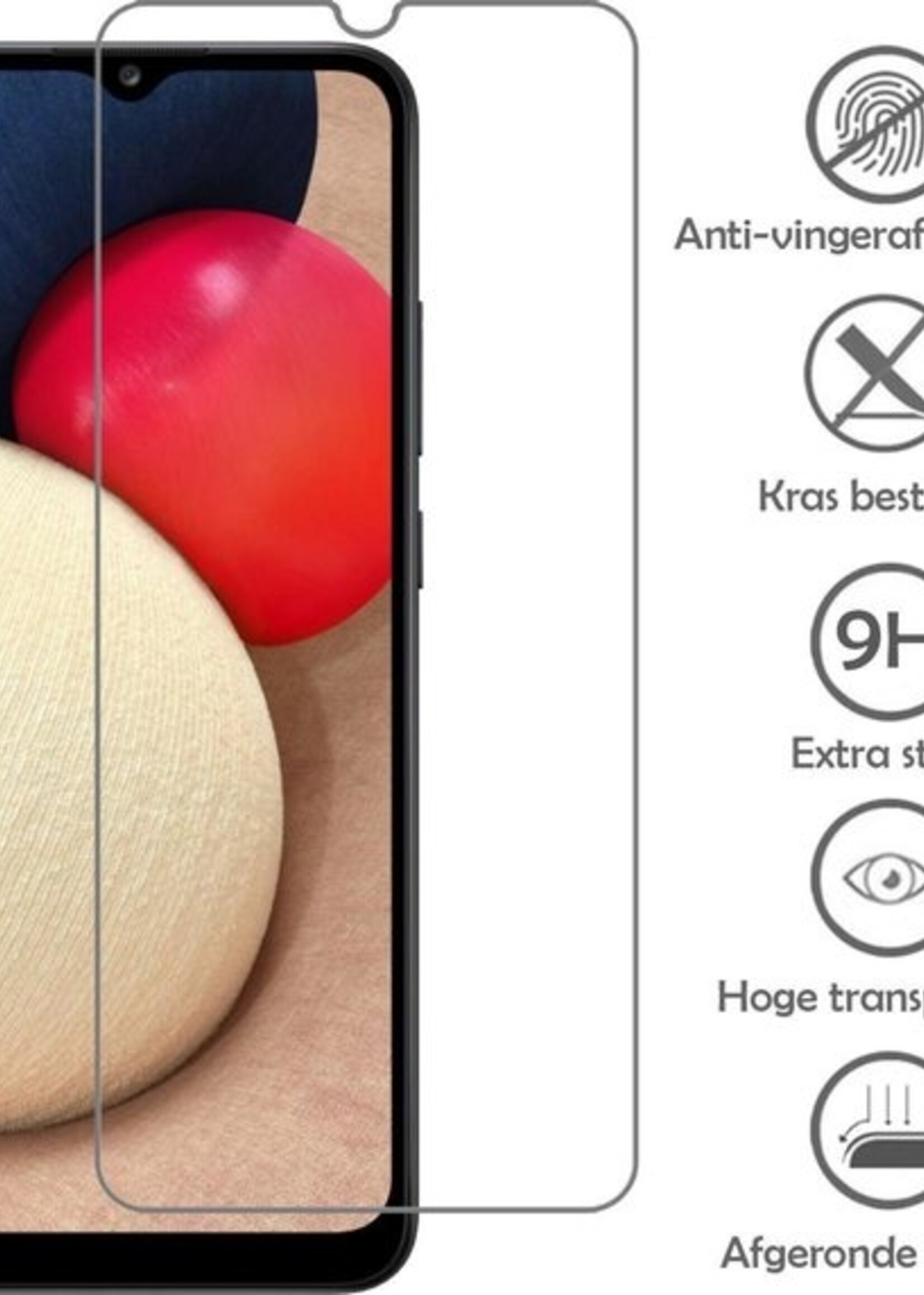 LUQ Hoesje Geschikt voor Samsung A02s Hoesje Siliconen Case Met Screenprotector - Hoes Geschikt voor Samsung Galaxy A02s Hoes Siliconen - Rood