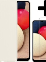 LUQ LUQ Samsung Galaxy A02s hoesje siliconen wit + screenprotector