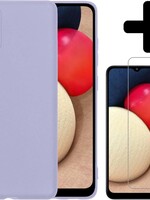 LUQ LUQ Samsung Galaxy A02s hoesje siliconen lila + screenprotector