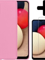 LUQ LUQ Samsung Galaxy A02s hoesje siliconen lichtroze + screenprotector