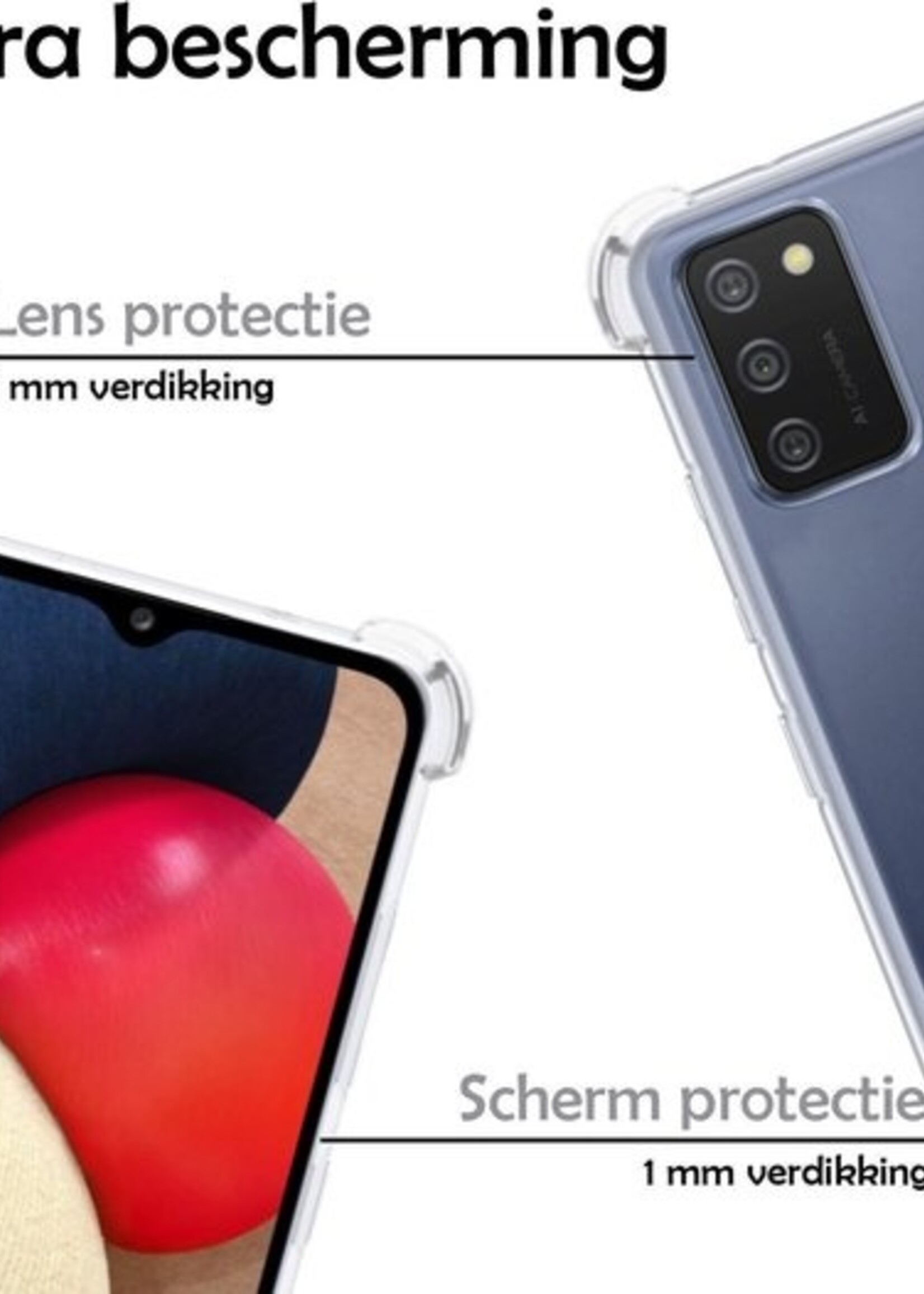 LUQ Hoesje Geschikt voor Samsung A02s Hoesje Shockproof Case Siliconen Met 2x Screenprotector - Hoes Geschikt voor Samsung Galaxy A02s Hoes Cover Siliconen - Transparant