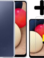 LUQ LUQ Samsung Galaxy A02s hoesje siliconen transparant + 2x screenprotector