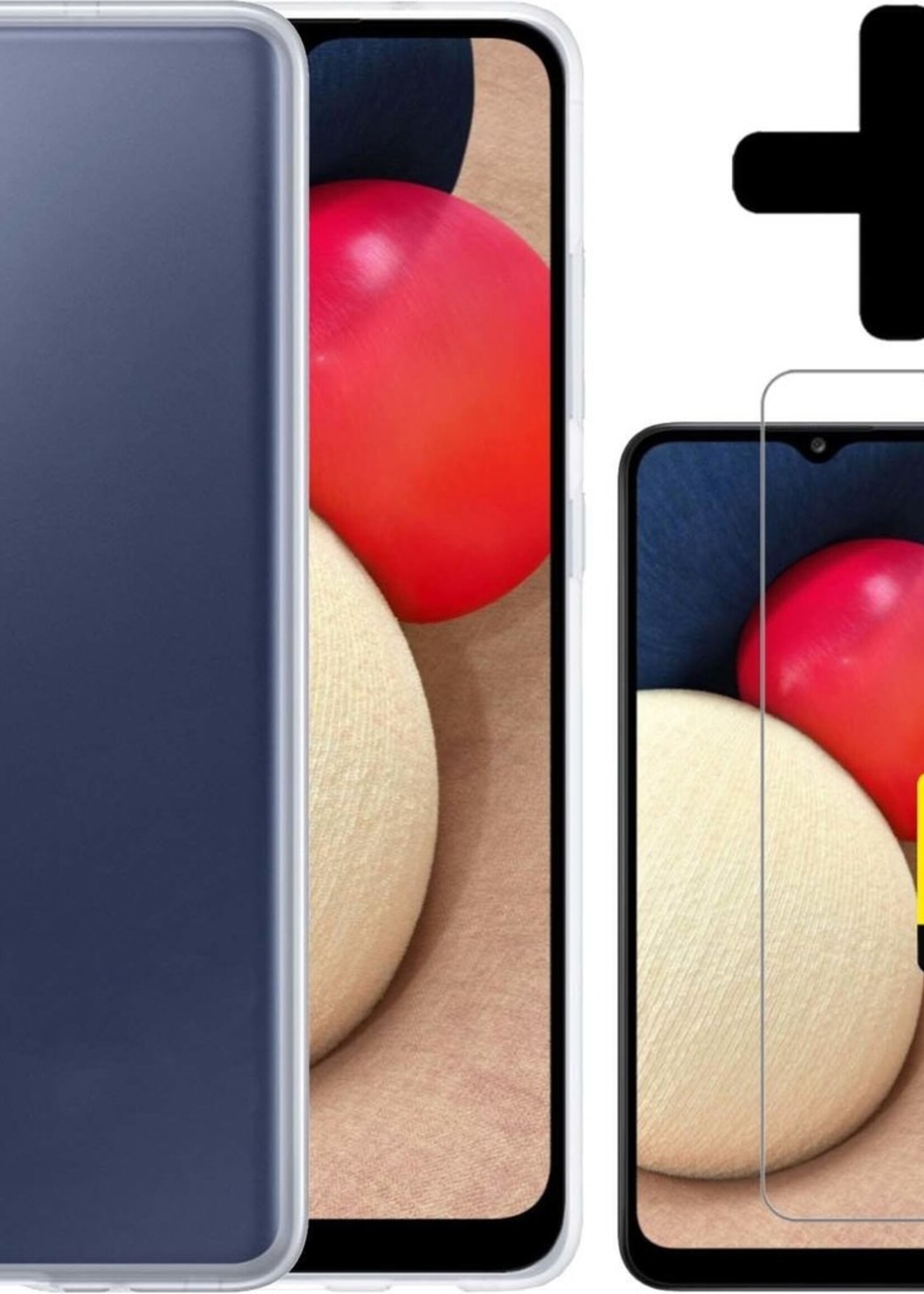 LUQ Hoesje Geschikt voor Samsung A02s Hoesje Siliconen Case Met 2x Screenprotector - Hoes Geschikt voor Samsung Galaxy A02s Hoes Siliconen - Transparant