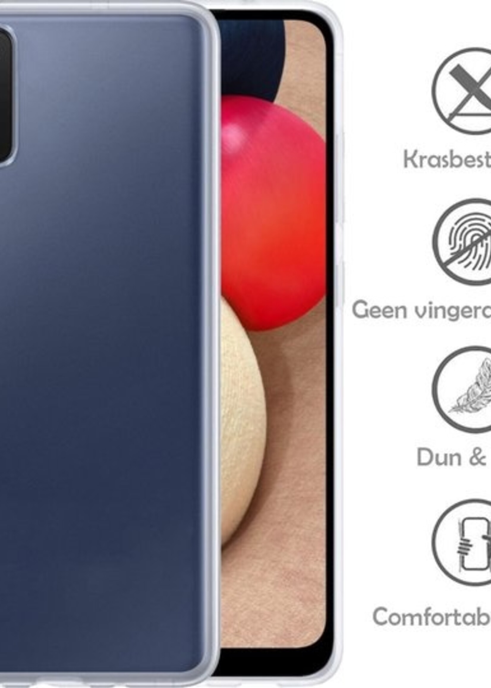 LUQ Hoesje Geschikt voor Samsung A02s Hoesje Siliconen Case Met 2x Screenprotector - Hoes Geschikt voor Samsung Galaxy A02s Hoes Siliconen - Transparant
