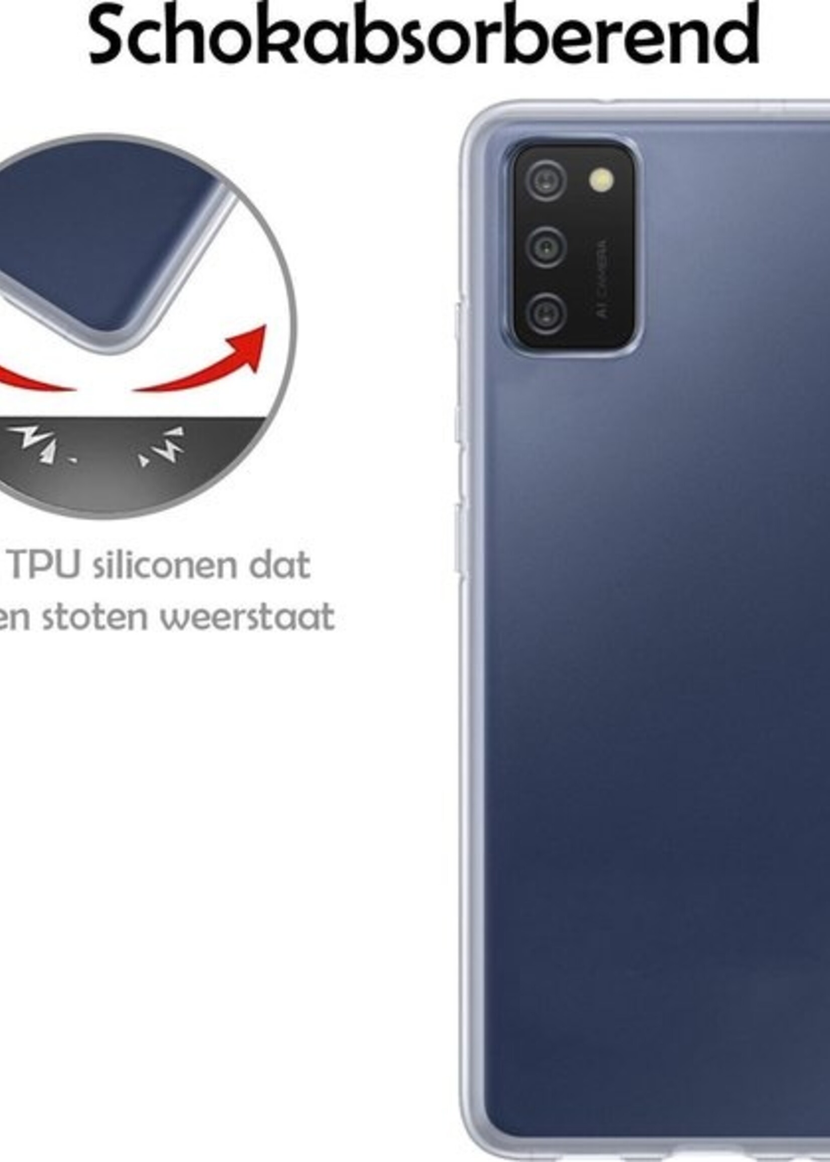 LUQ Hoesje Geschikt voor Samsung A02s Hoesje Siliconen Case Met 2x Screenprotector - Hoes Geschikt voor Samsung Galaxy A02s Hoes Siliconen - Transparant