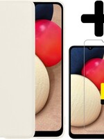 LUQ LUQ Samsung Galaxy A02s hoesje siliconen wit + 2x screenprotector