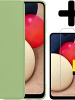 LUQ LUQ Samsung Galaxy A02s hoesje siliconen groen + 2x screenprotector